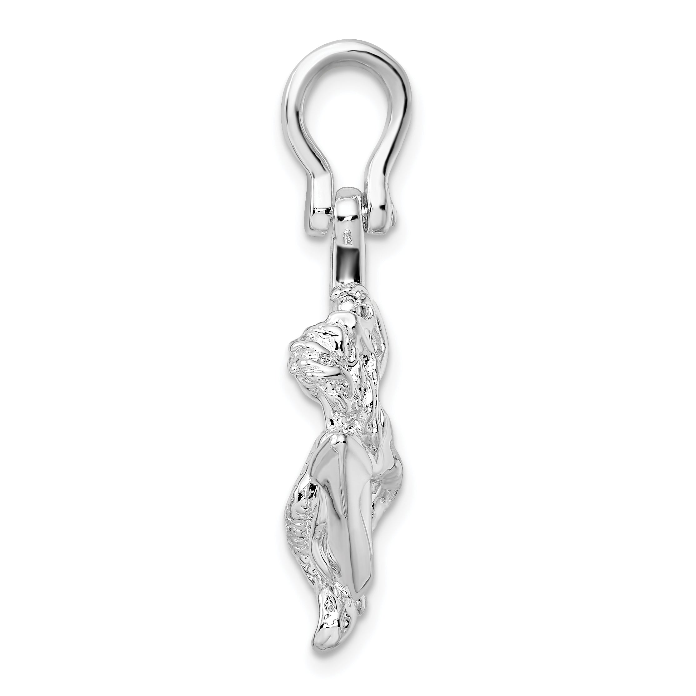 De-Ani Sterling Silver Rhodium-Plated Polished 3D Anchor with Mermaid Pendant Secondary image