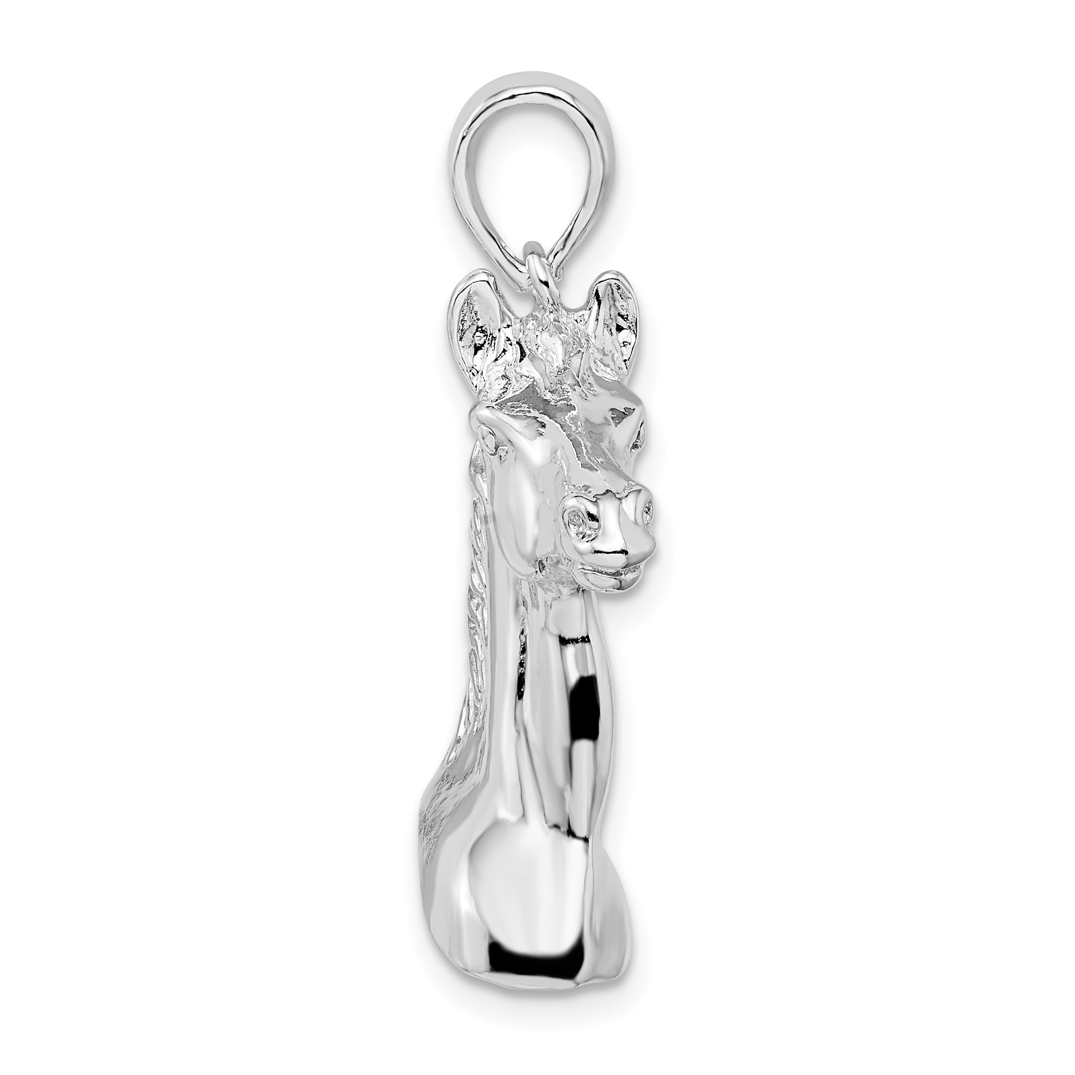 De-Ani Sterling Silver Rhodium-Plated Polished 3D Horse Head Pendant Secondary image