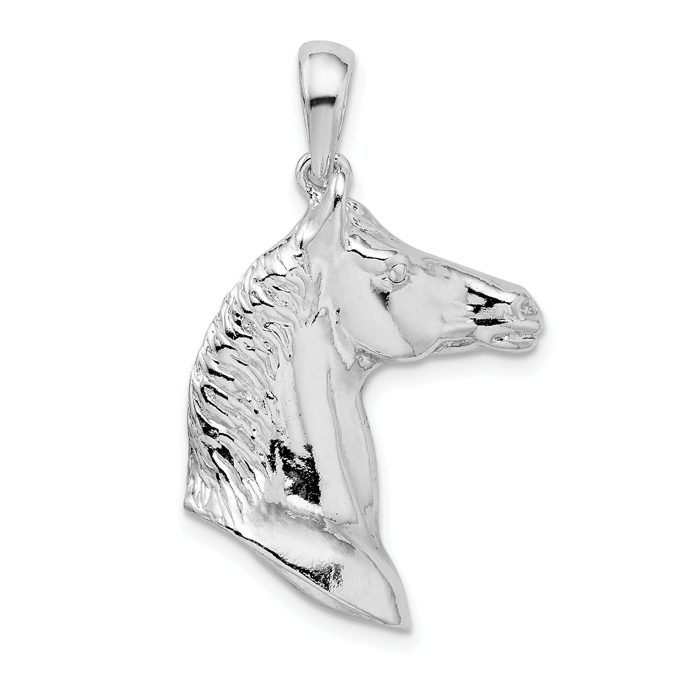 De-Ani Sterling Silver Rhodium-Plated Polished 3D Horse Head Pendant Main image