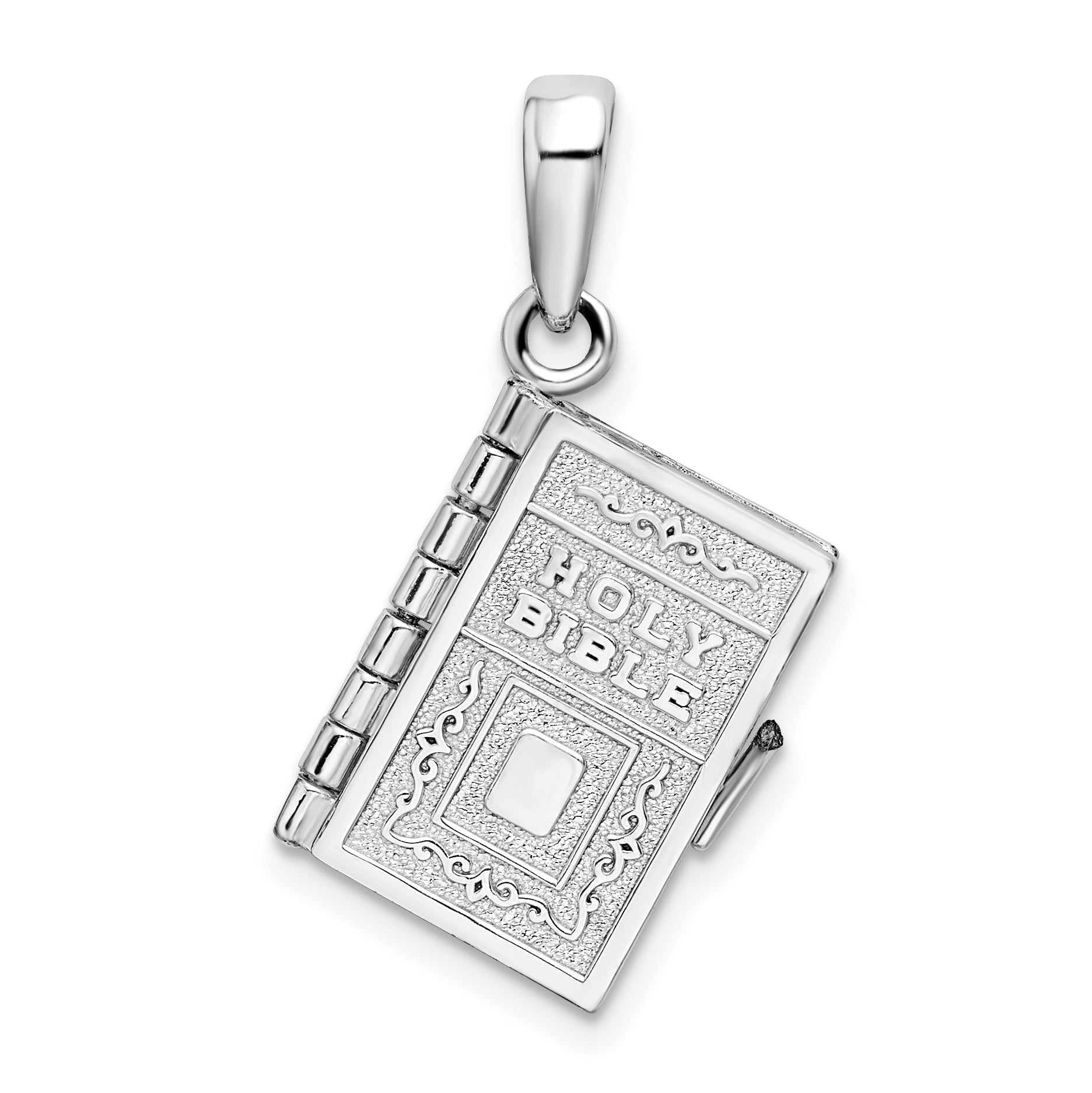 De-Ani Sterling Silver Rhodium-Plated Moveable 3D Lord's Prayer Bible Pendant Main image