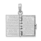 De-Ani Sterling Silver Rhodium-Plated Moveable 3D Spanish Santa Biblia Pendant