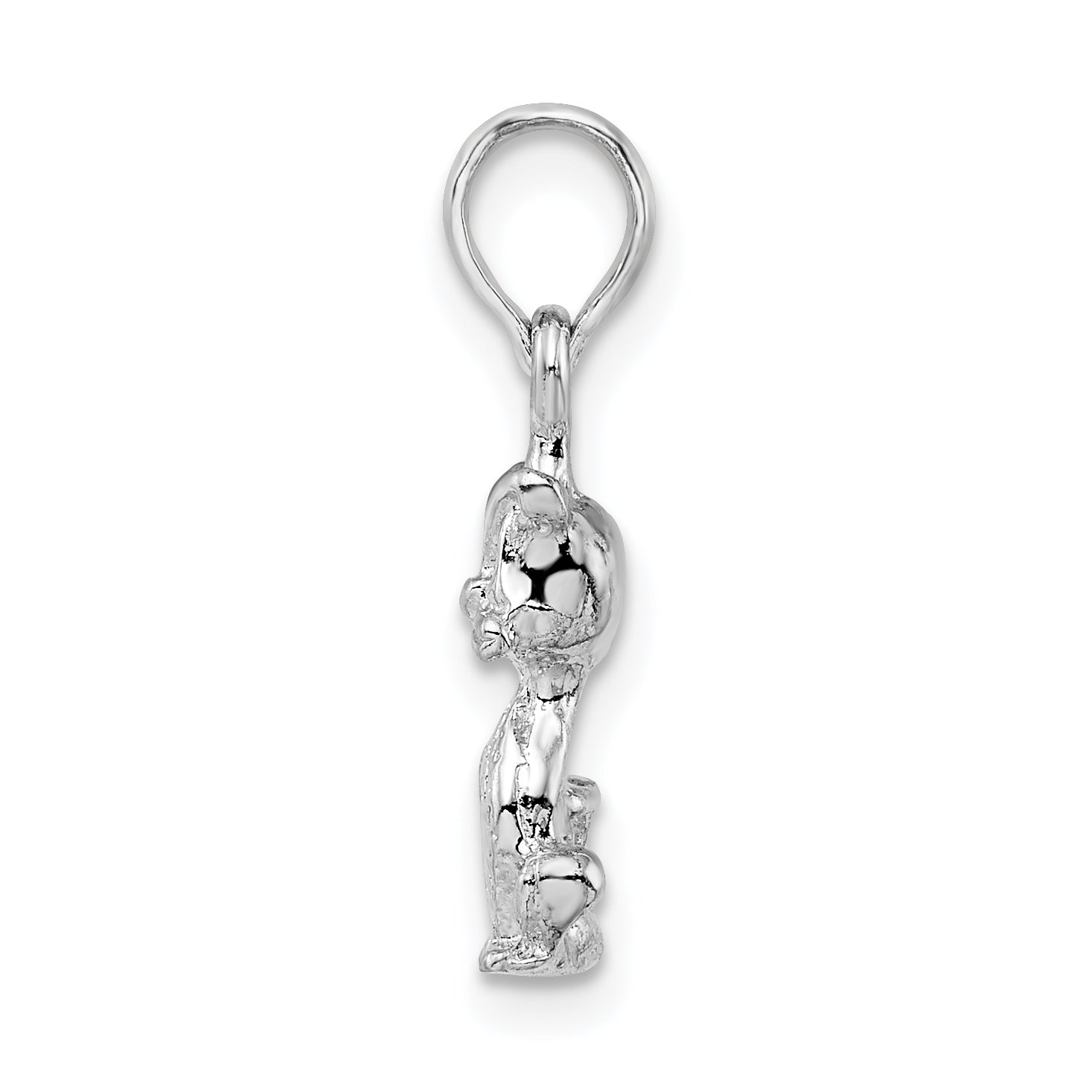 De-Ani Sterling Silver Rhodium-Plated Polished 3D Mini Sitting Cat Pendant Secondary image