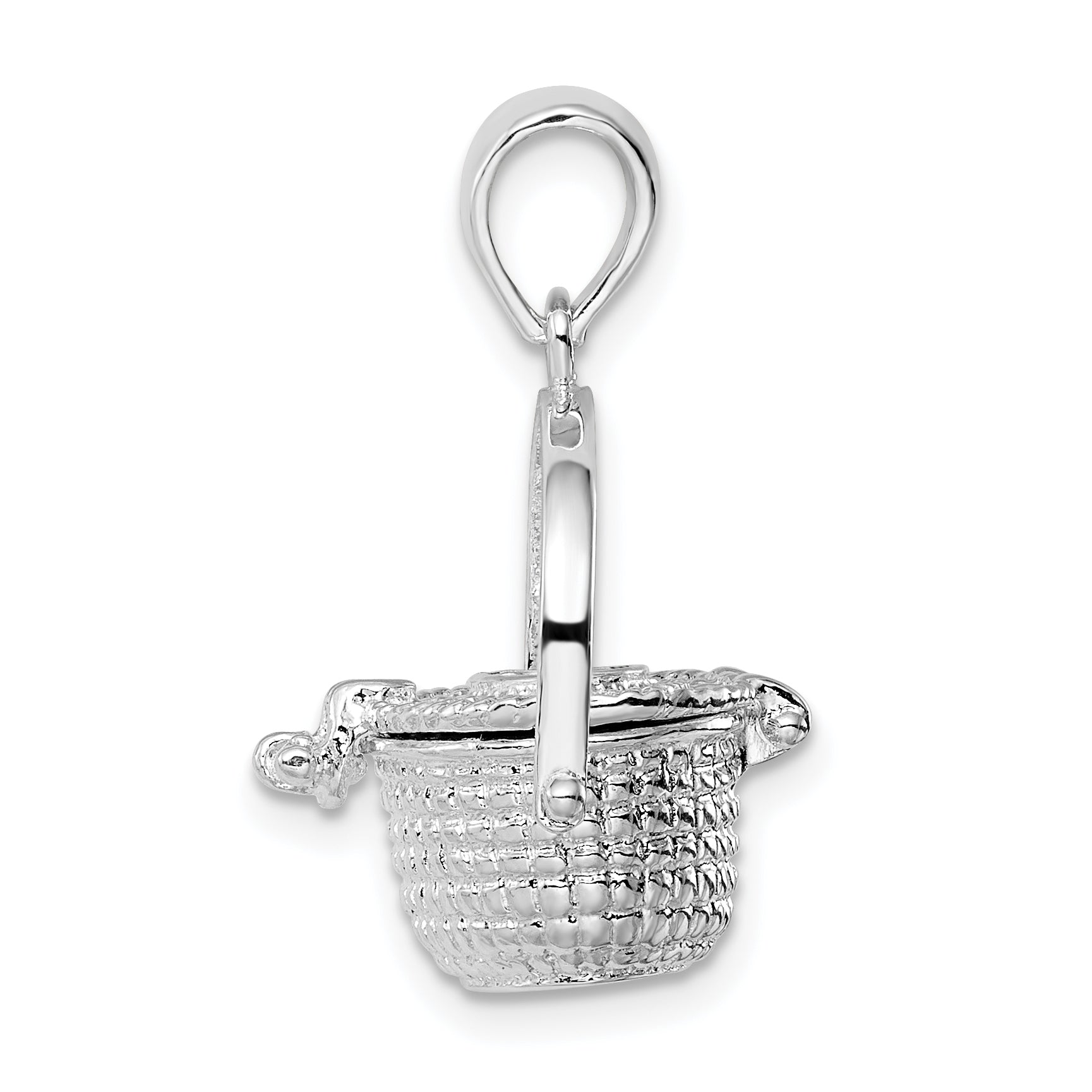 De-Ani Sterling Silver Rhodium-Plated Polished 3D Nantucket Basket Pendant Secondary image