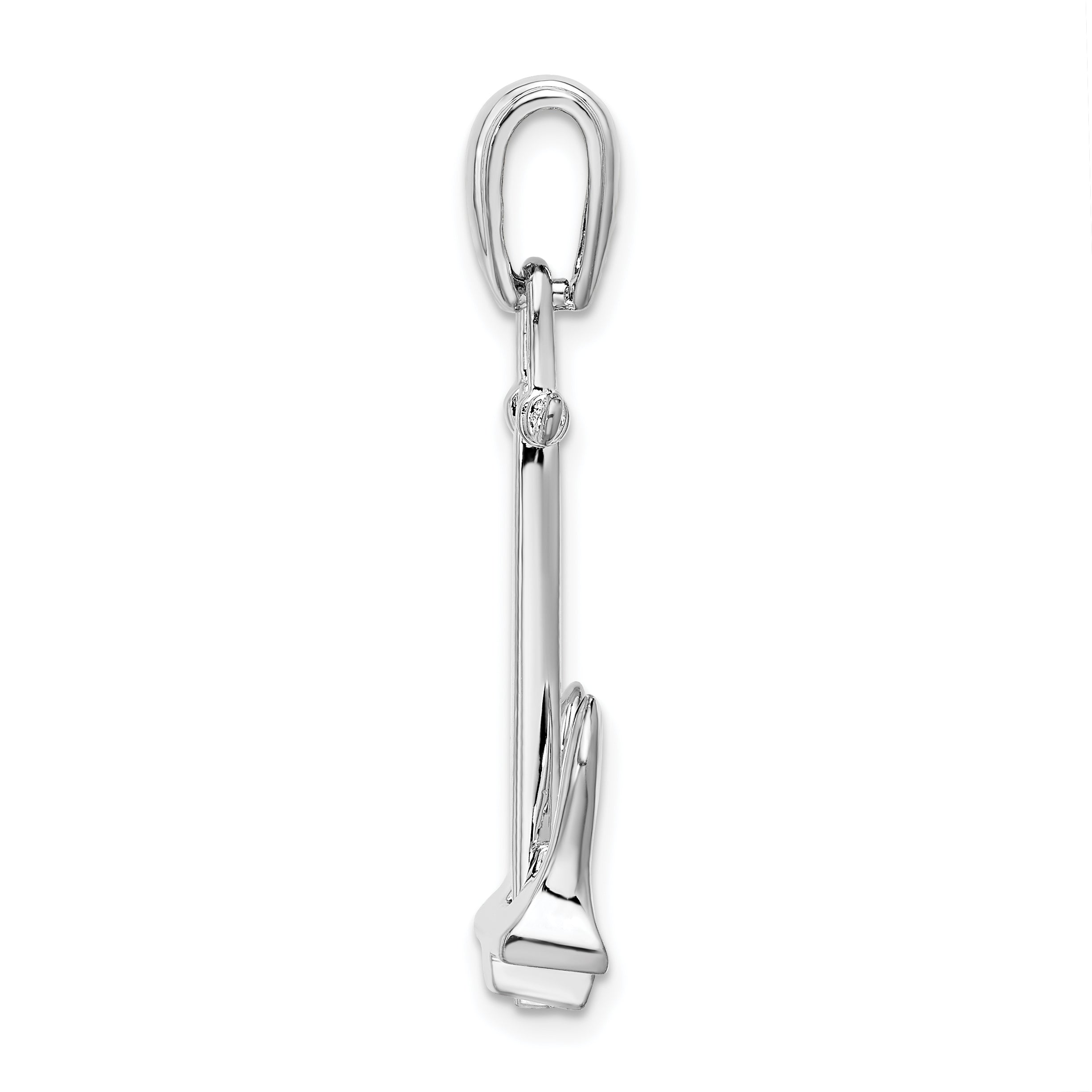 De-Ani Sterling Silver Rhodium-Plated Polished 3D Large Navy Anchor Pendant Secondary image