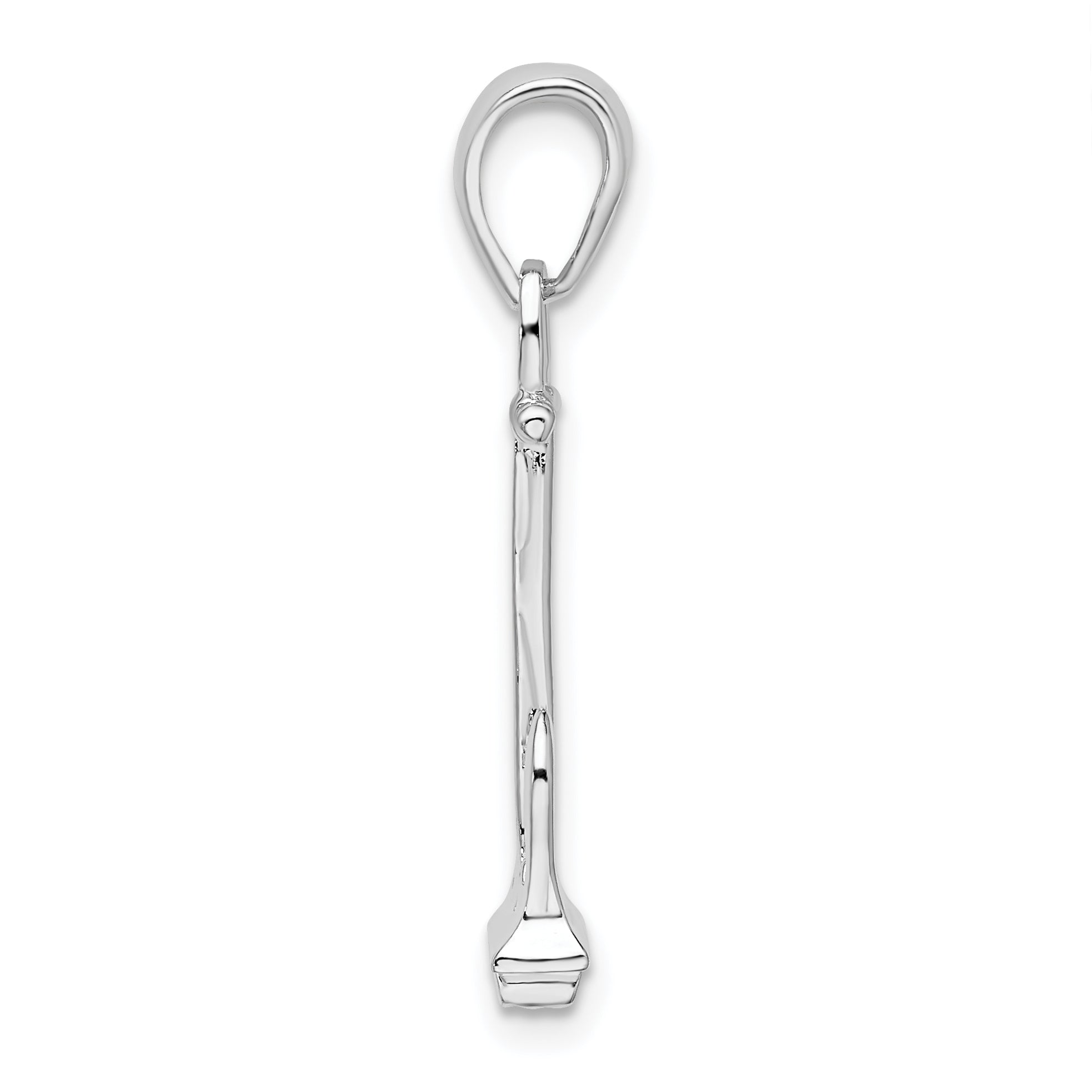 De-Ani Sterling Silver Rhodium-Plated Polished 3D Navy Anchor Pendant Secondary image