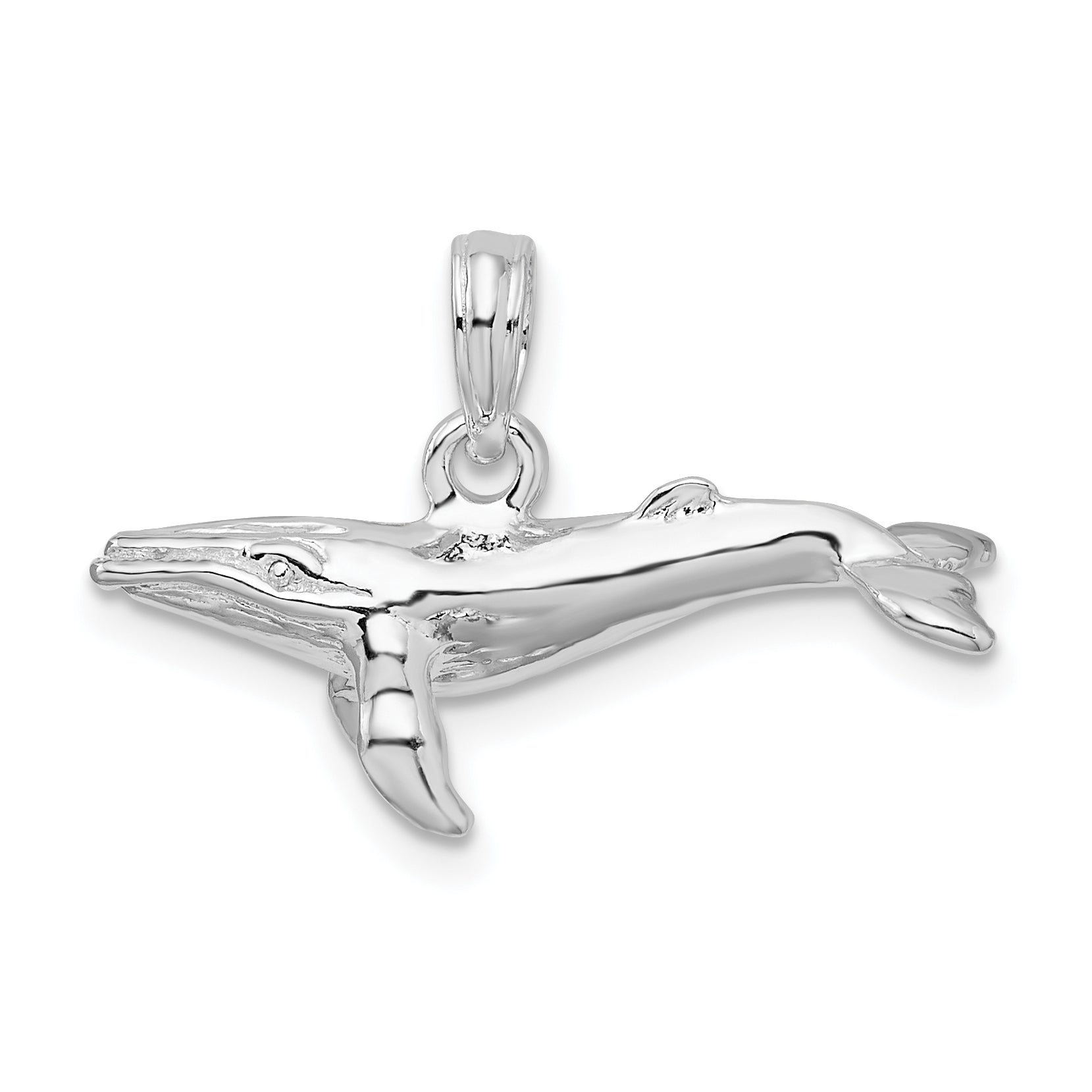 De-Ani Sterling Silver Rhodium-Plated Polished 3D Humpback Whale Pendant Main image
