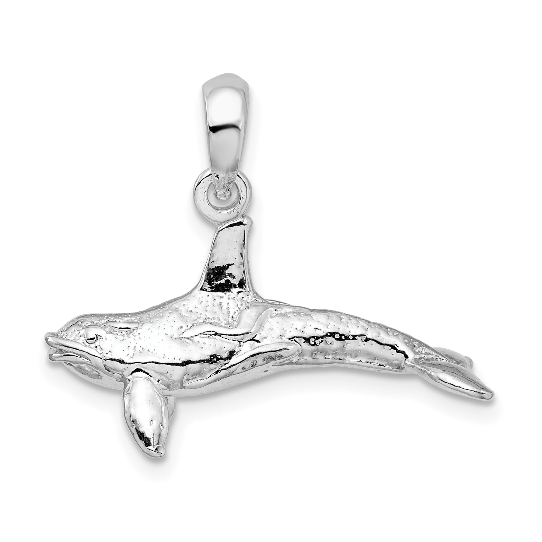 De-Ani Sterling Silver Textured 3D Killer Whale Pendant Main image