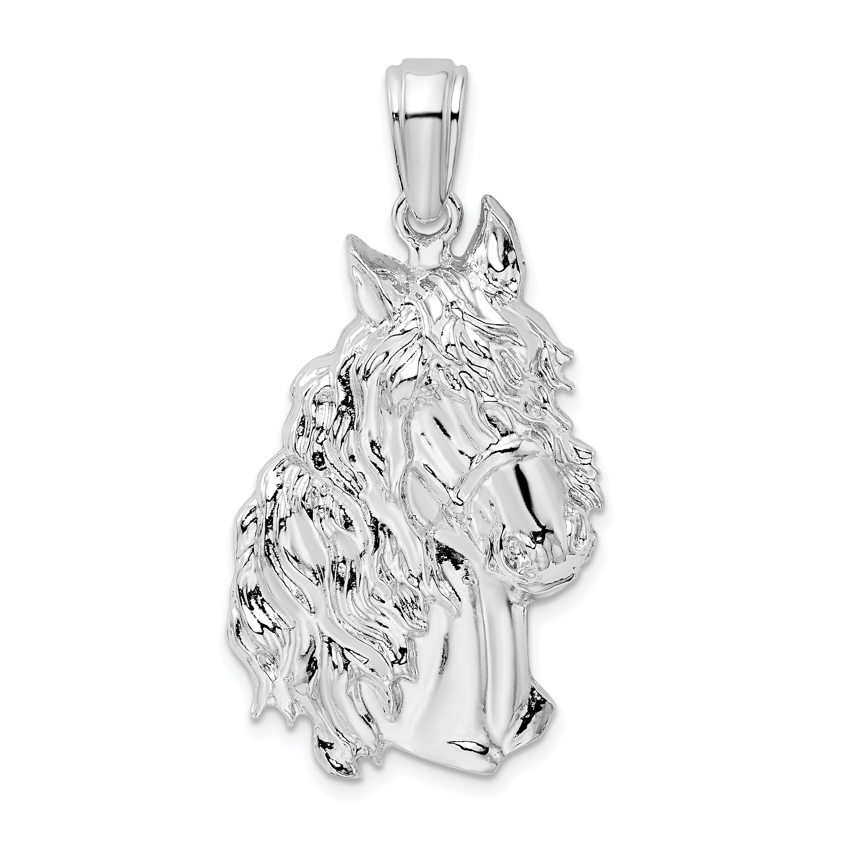 De-Ani Sterling Silver Rhodium-Plated Polished Large Horse Head Pendant Main image