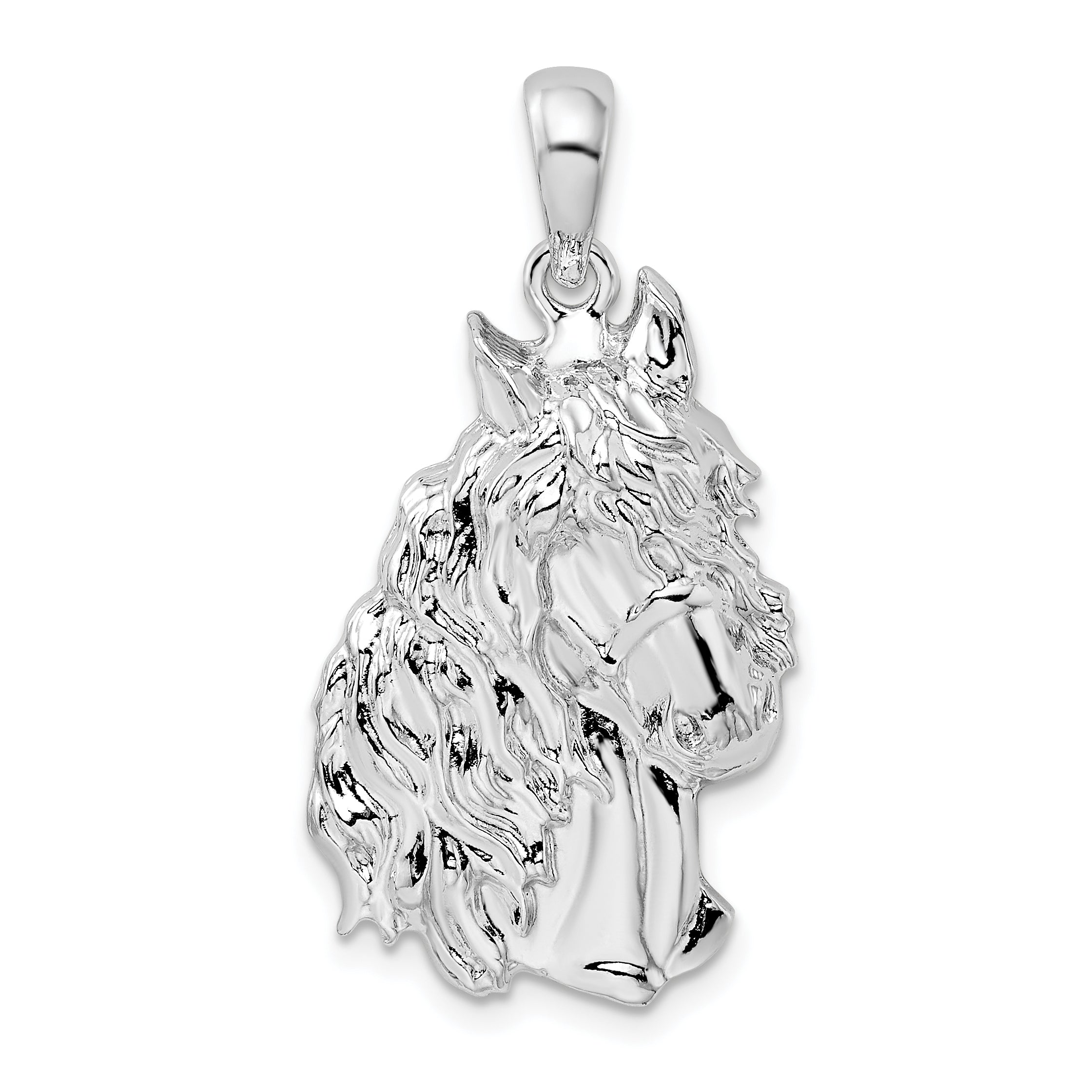 De-Ani Sterling Silver Rhodium-Plated Polished Horse Head Pendant Main image