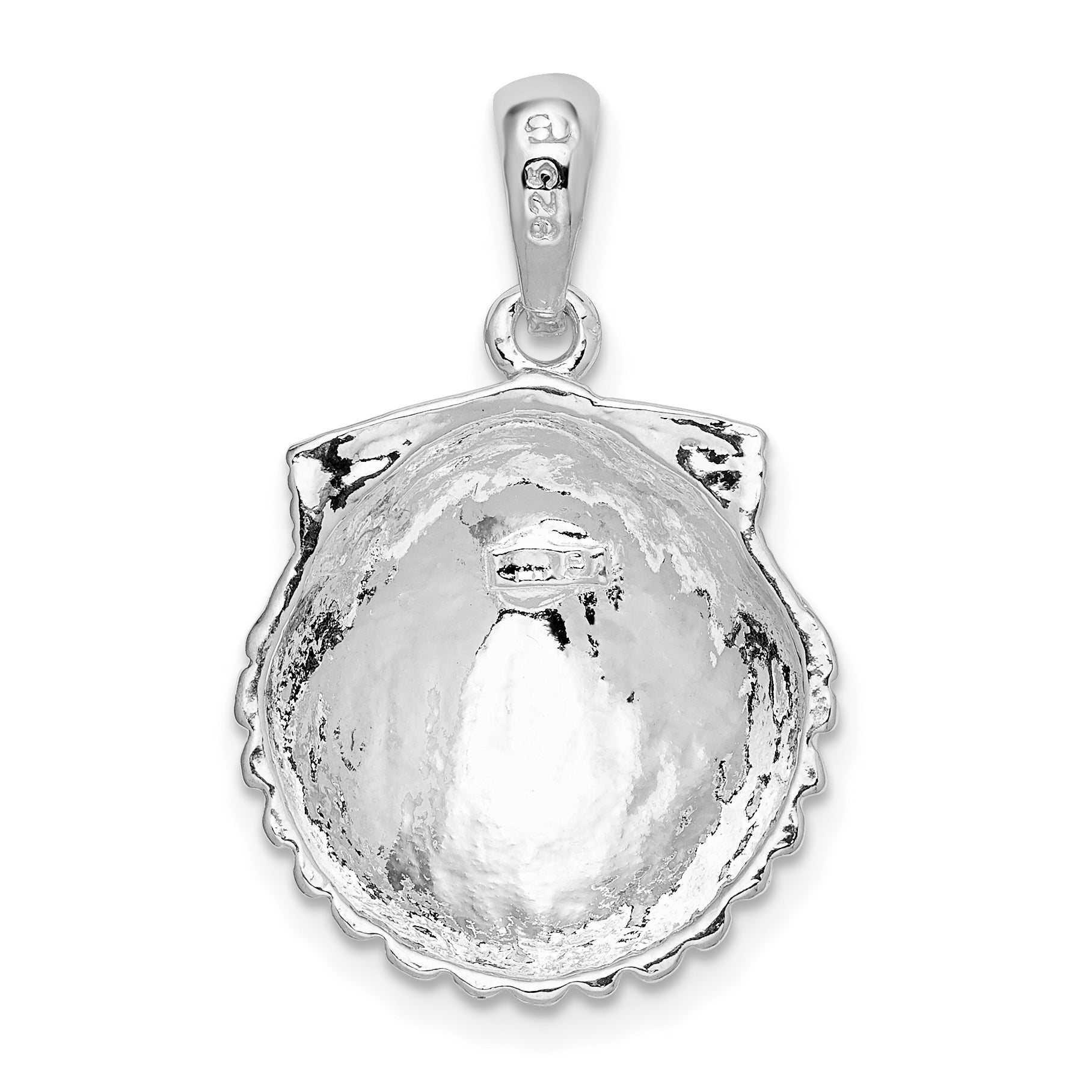 De-Ani Sterling Silver Rhodium-Plated Polished Scallop Shell Pendant