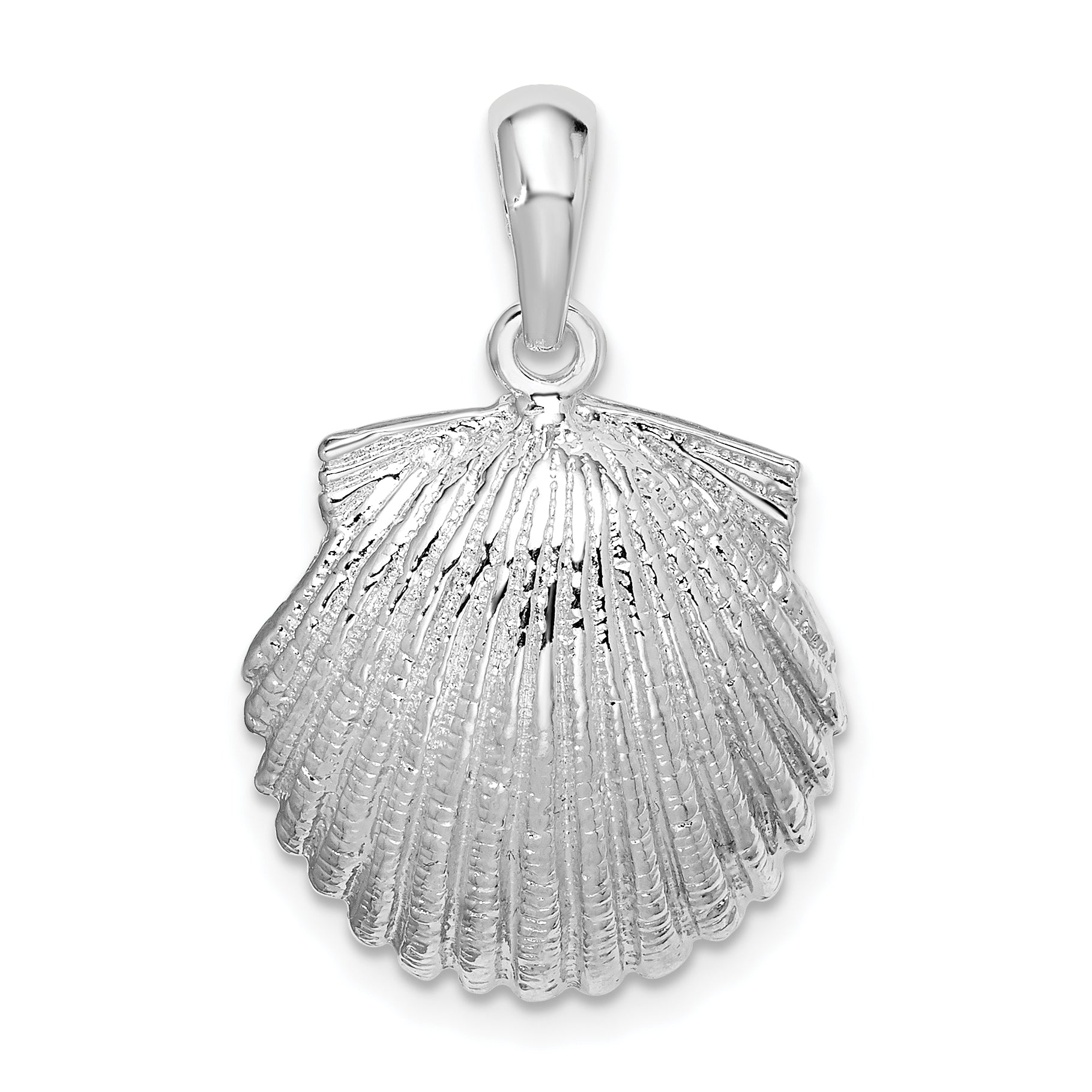 De-Ani Sterling Silver Rhodium-Plated Polished Scallop Shell Pendant Main image