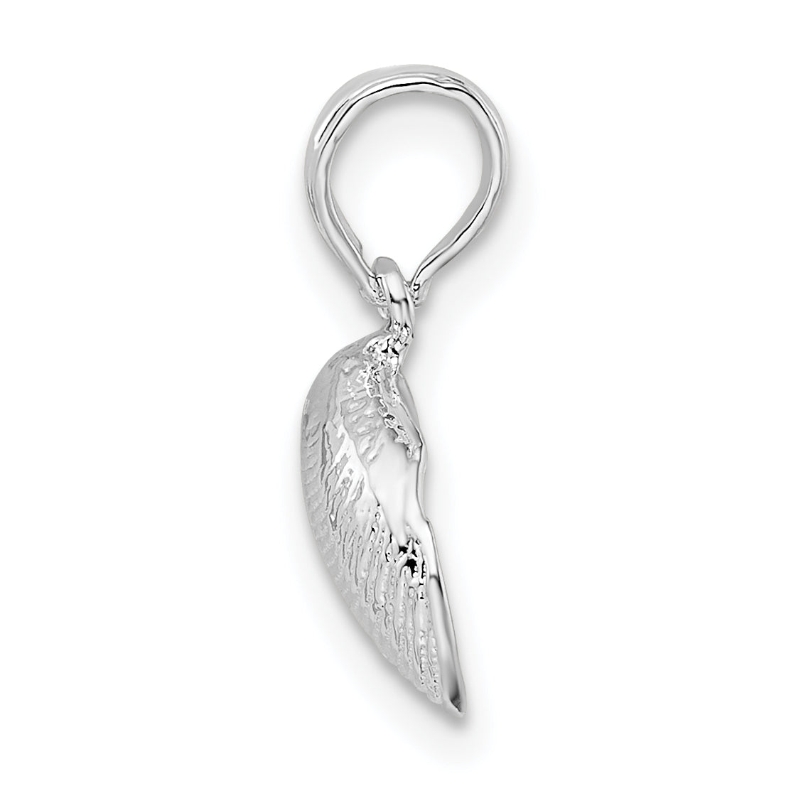 De-Ani Sterling Silver Rhodium-Plated Polished Clam Shell Pendant Secondary image