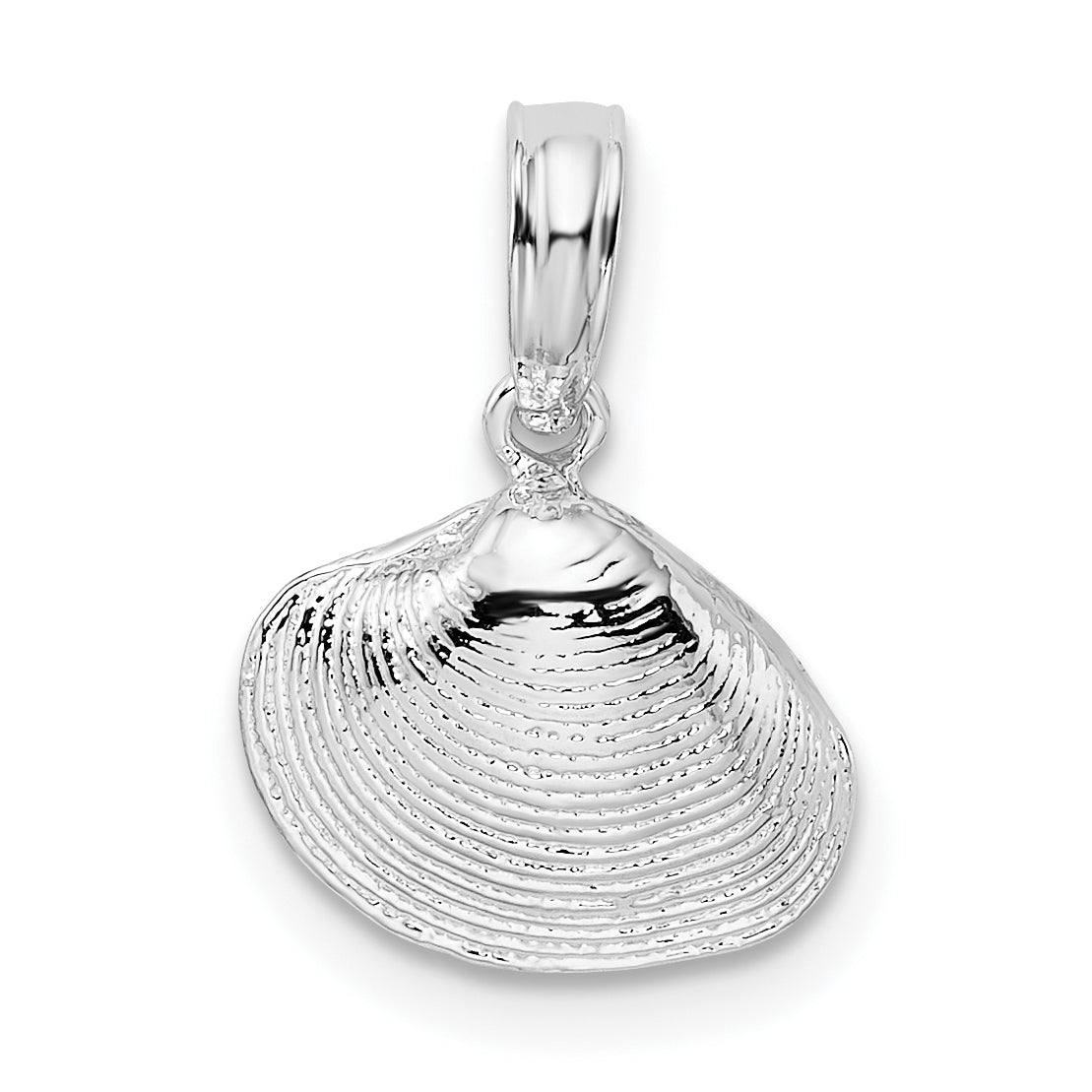 De-Ani Sterling Silver Rhodium-Plated Polished Clam Shell Pendant Main image