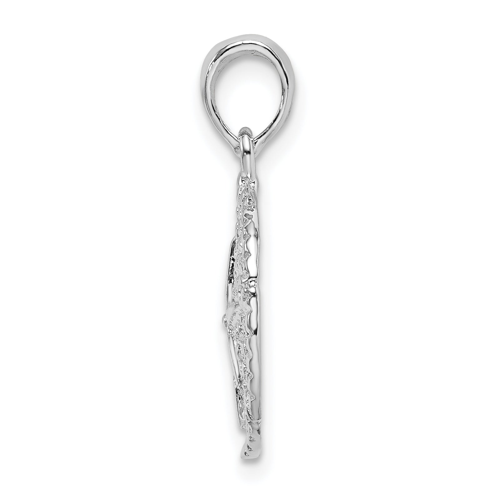 De-Ani Sterling Silver Rhodium-Plated Polished and Textured Sand Dollar Pendant Secondary image