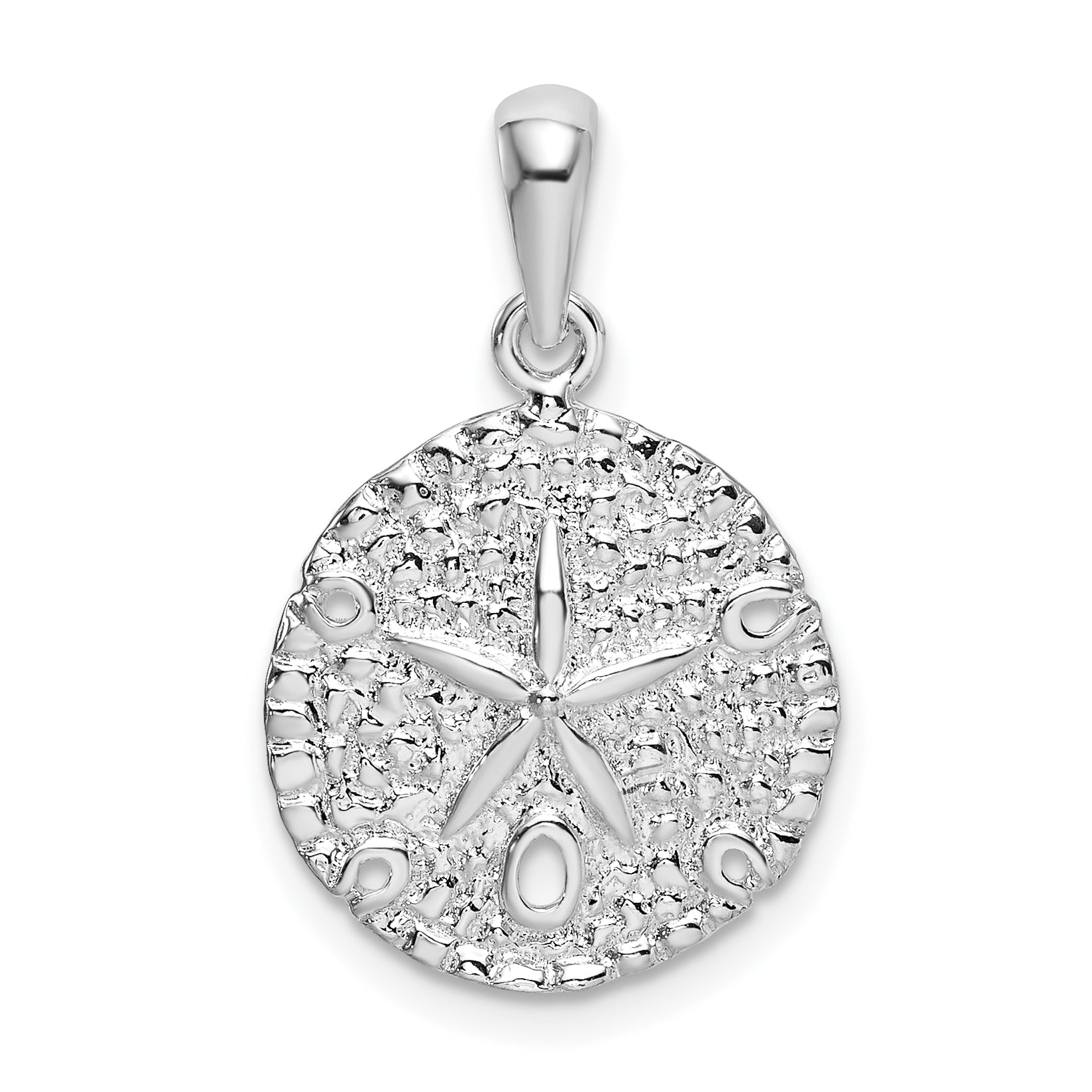 De-Ani Sterling Silver Rhodium-Plated Polished and Textured Sand Dollar Pendant Main image
