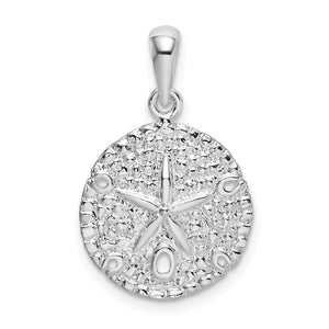 Sand Dollar Pendant in Sterling Silver, 23mm Textured - Sophia Jewelers