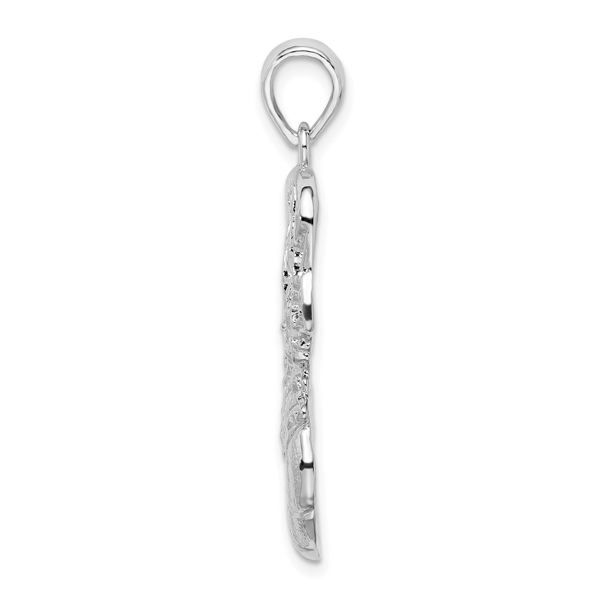 De-Ani Sterling Silver Rhodium-Plated Polished Basketball in Net Pendant Secondary image
