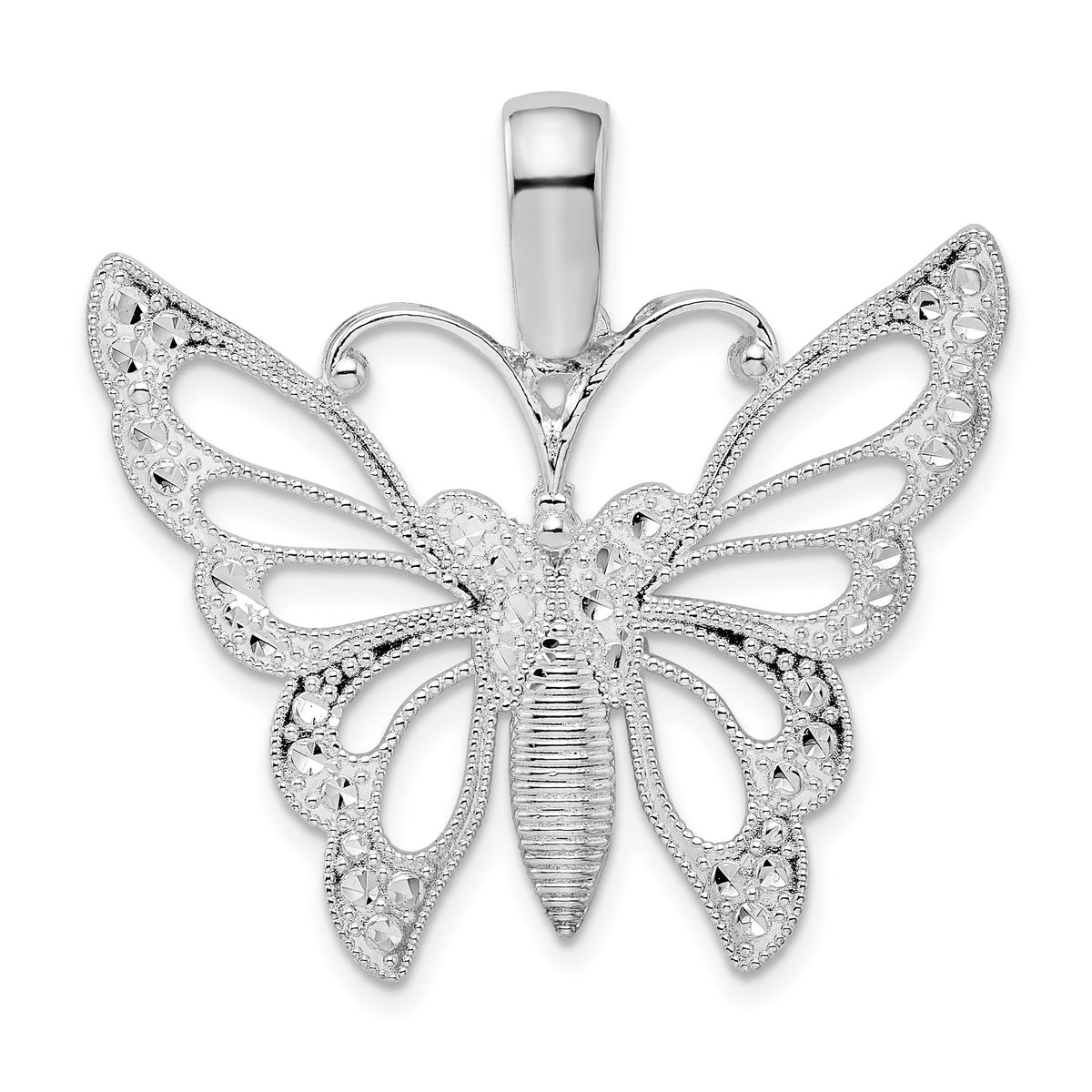 Cut-Out Butterfly Pendant in Sterling Silver, 28mm Diamond-Cut - Sophia Jewelers Main image