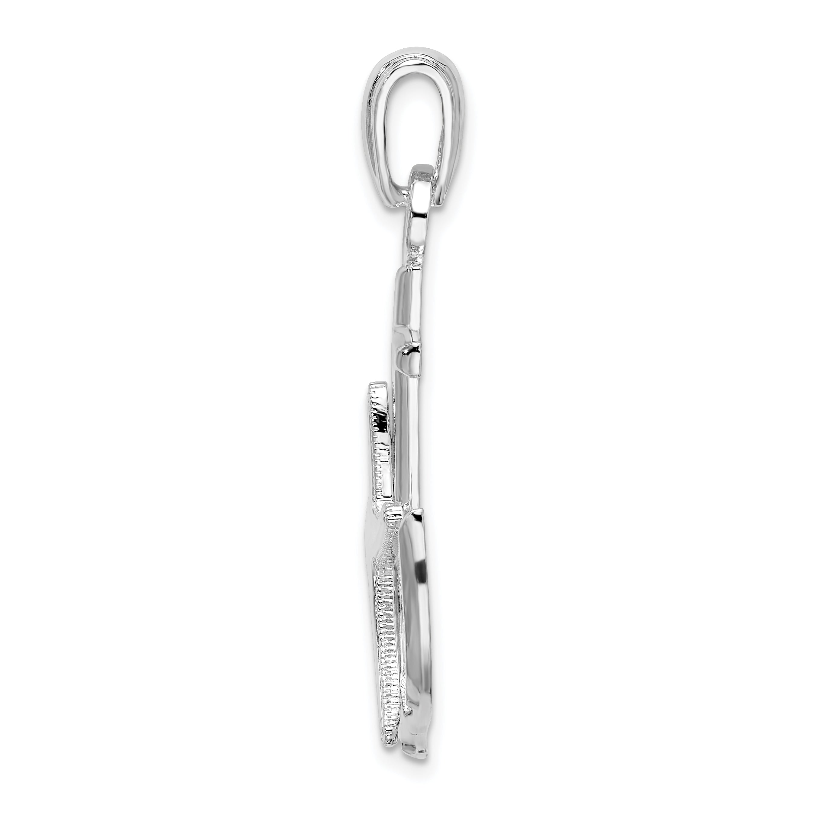 De-Ani Sterling Silver Rhodium-Plated Polished Anchor with Starfish Pendant Secondary image