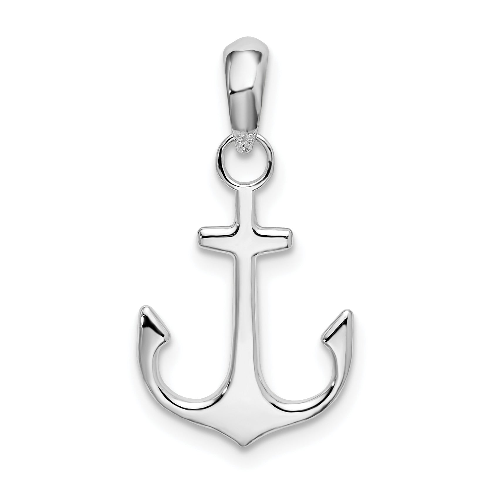 De-Ani Sterling Silver Rhodium-Plated Polished Anchor Pendant Main image