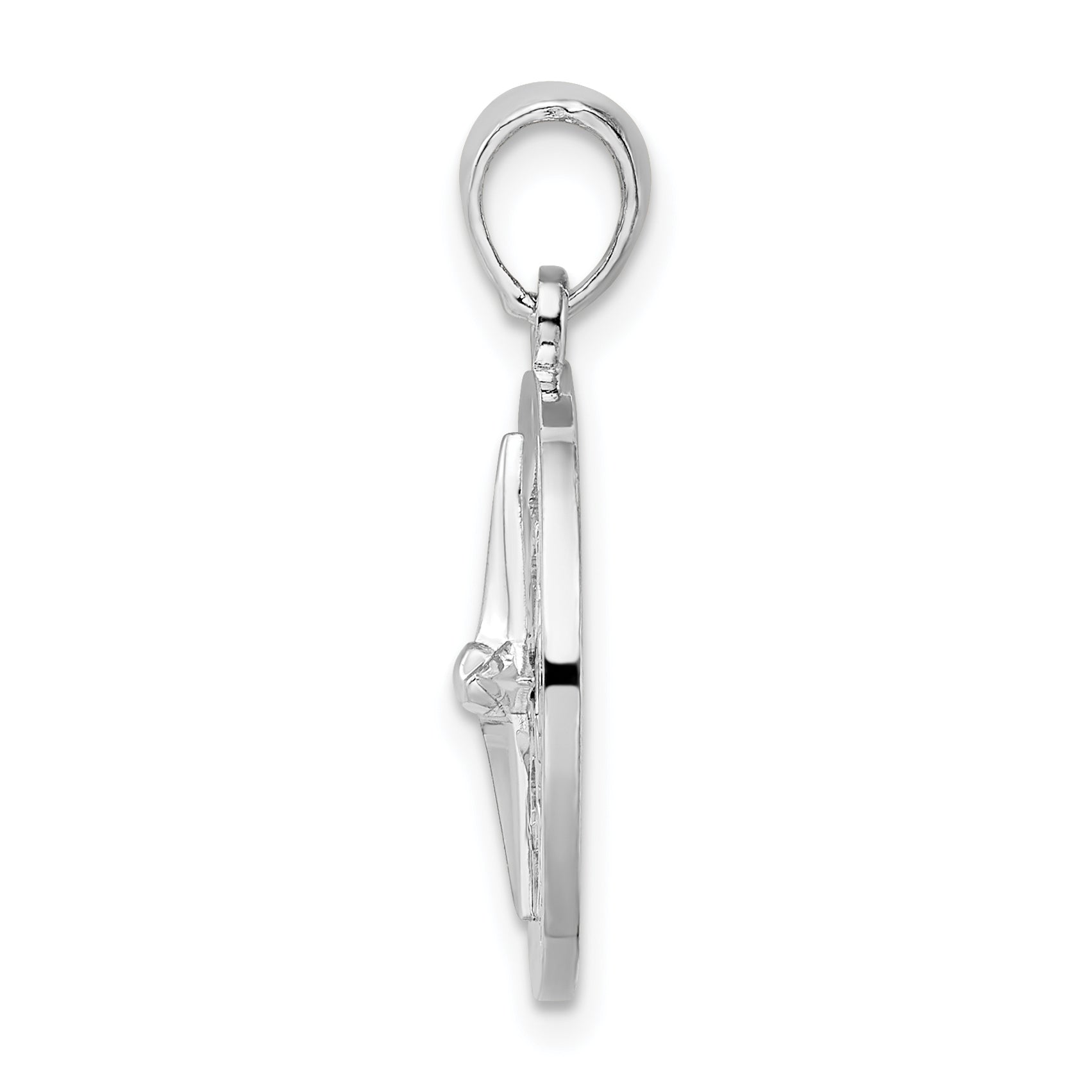 De-Ani Sterling Silver Rhodium-Plated Polished Nautical Compass Pendant Secondary image