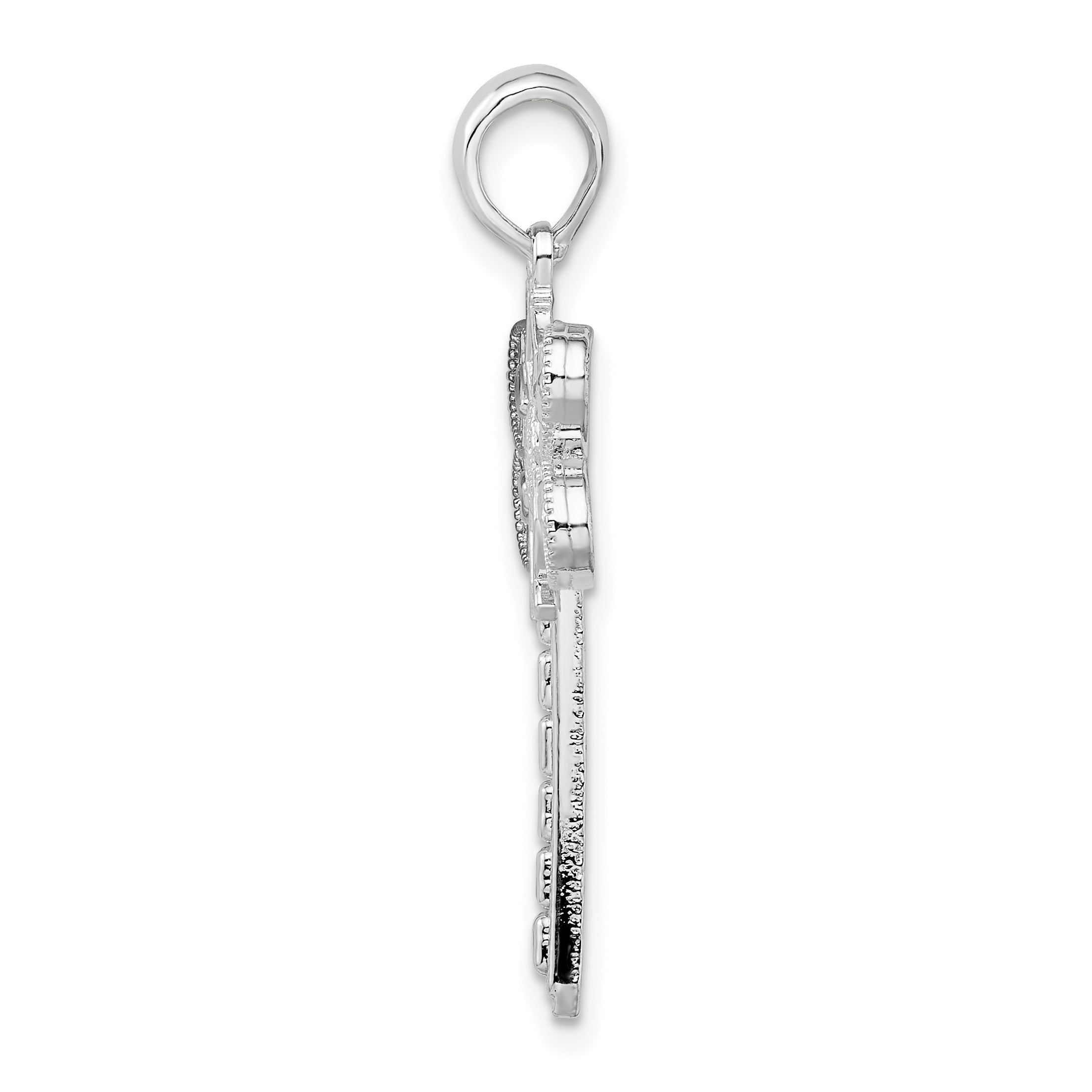 De-Ani Sterling Silver Rhodium-Plated Polished Cut-Out Dragonfly Pendant Secondary image
