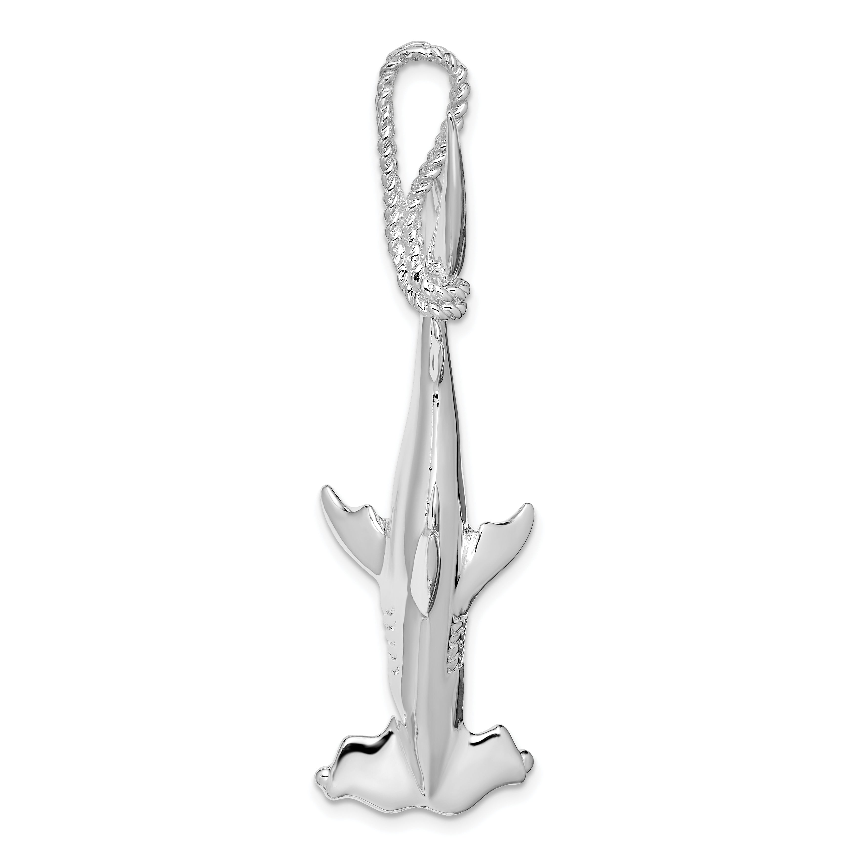De-Ani Sterling Silver Rhod-plated Polished 3D Hammerhead Shark Pendant Secondary image