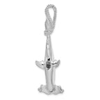 De-Ani Sterling Silver Rhod-plated Polished 3D Hammerhead Shark Pendant