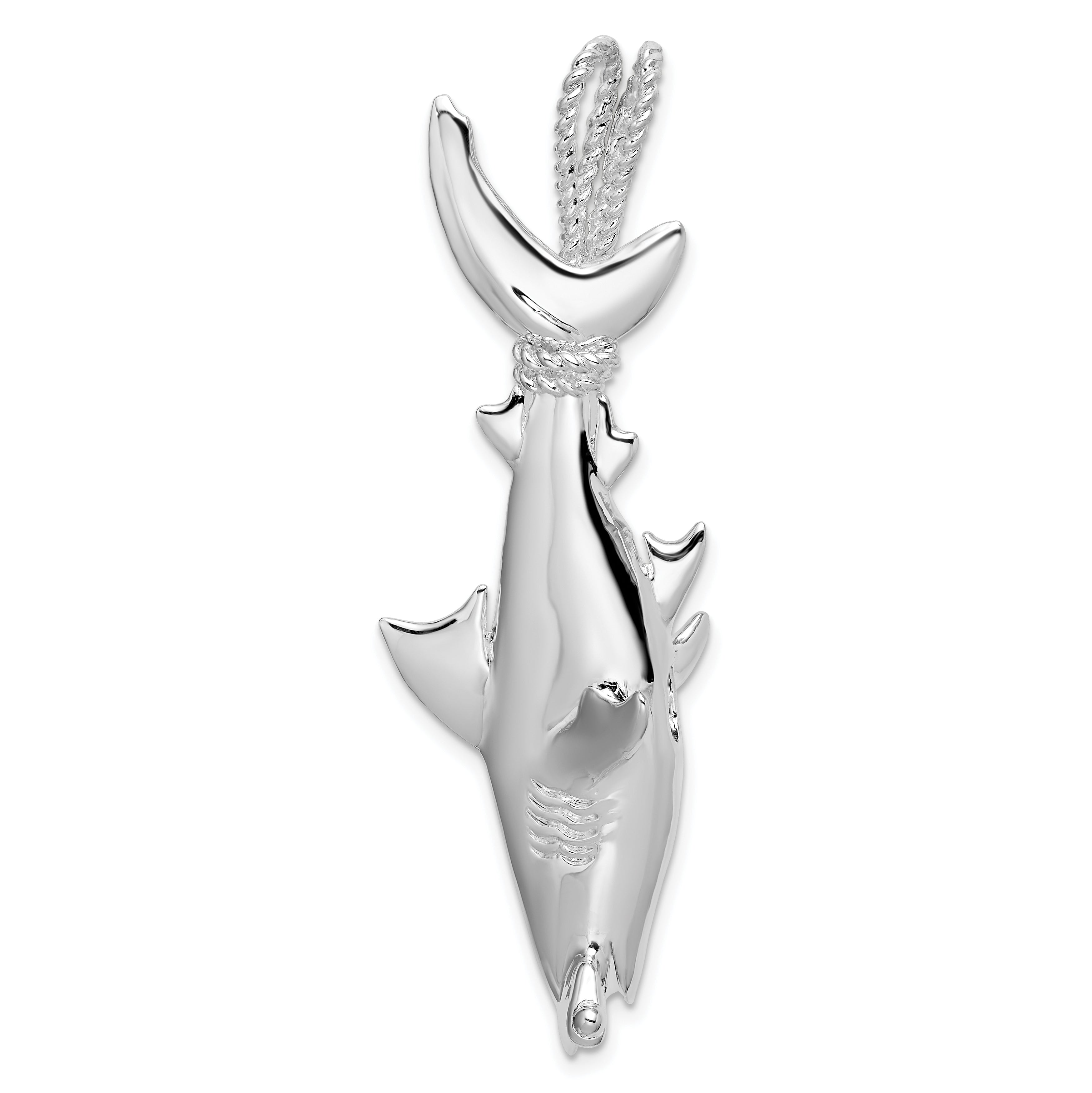De-Ani Sterling Silver Rhod-plated Polished 3D Hammerhead Shark Pendant Main image
