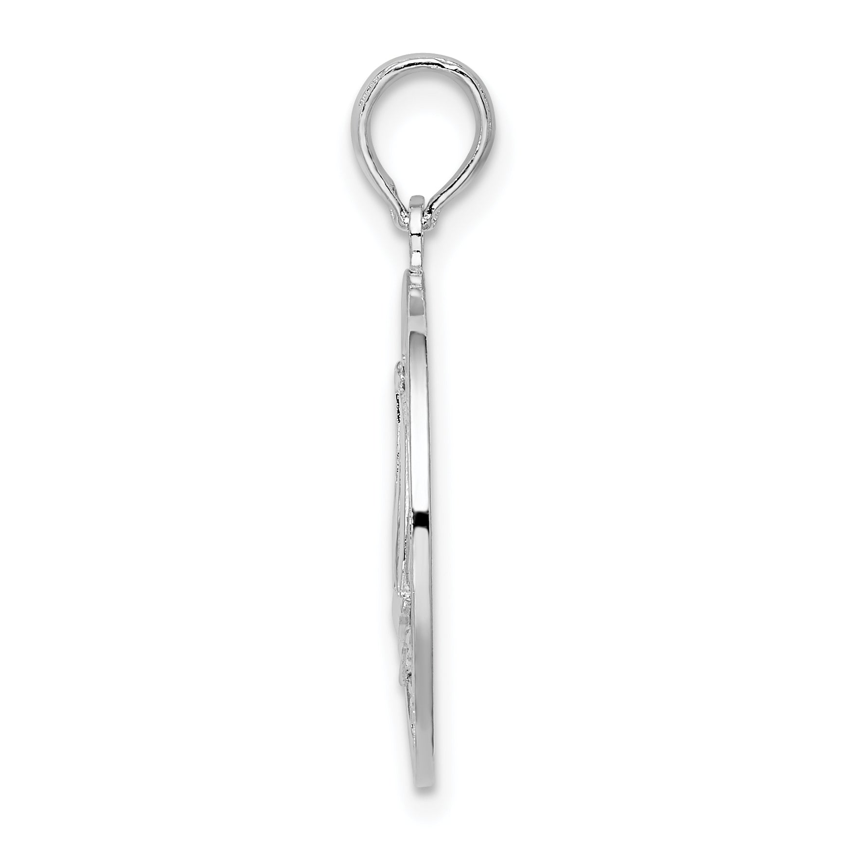 De-Ani Sterling Silver Rhodium-Plated Mystic Connecticut Circle with Sailboat Pendant