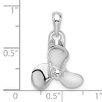 De-Ani Sterling Silver Rhodium-Plated Polished Moveable 3D Propeller Pendant