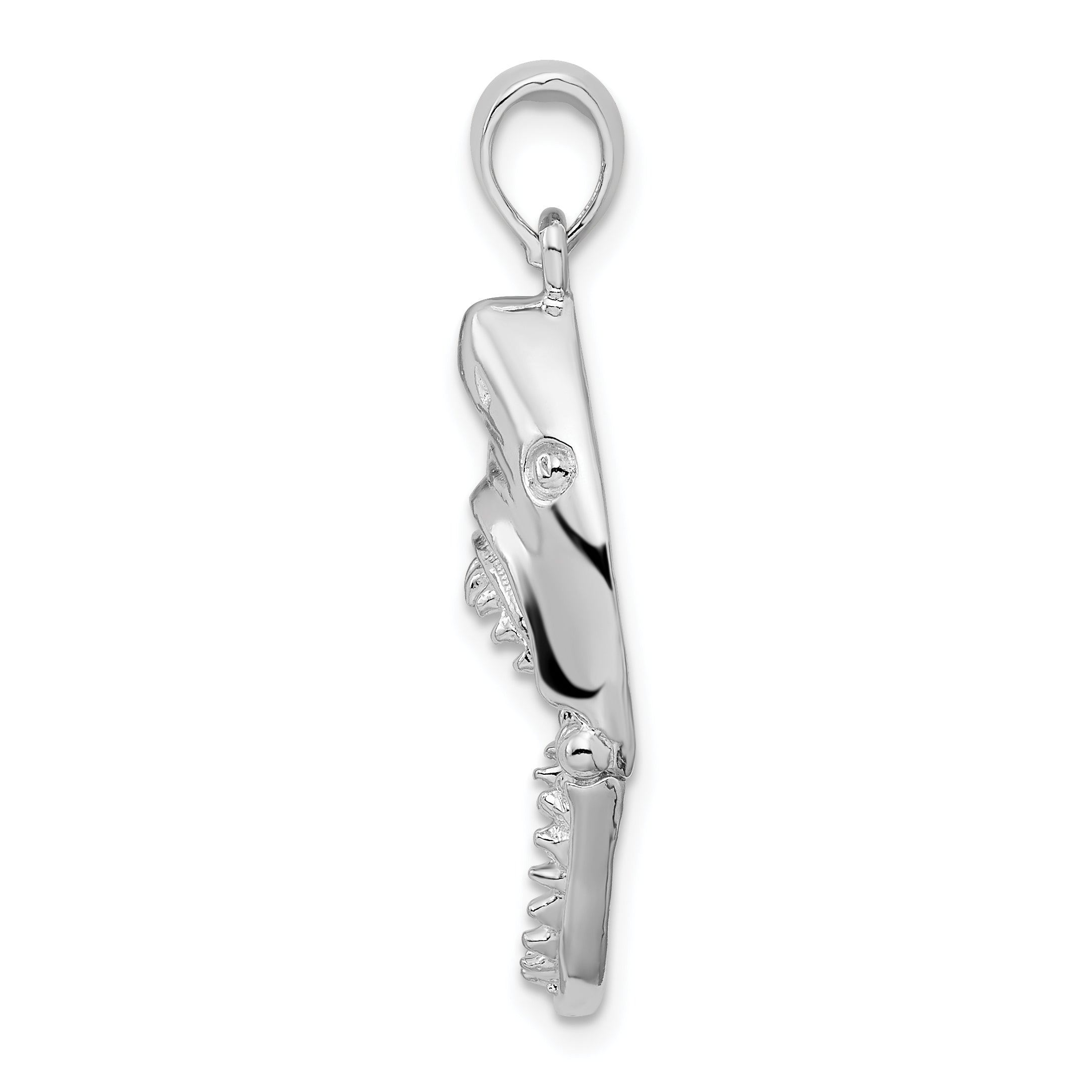 De-Ani Sterling Silver Rhodium-Plated Polished Moveable Shark Head Pendant Secondary image