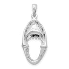 De-Ani Sterling Silver Rhodium-Plated Polished Moveable Shark Head Pendant