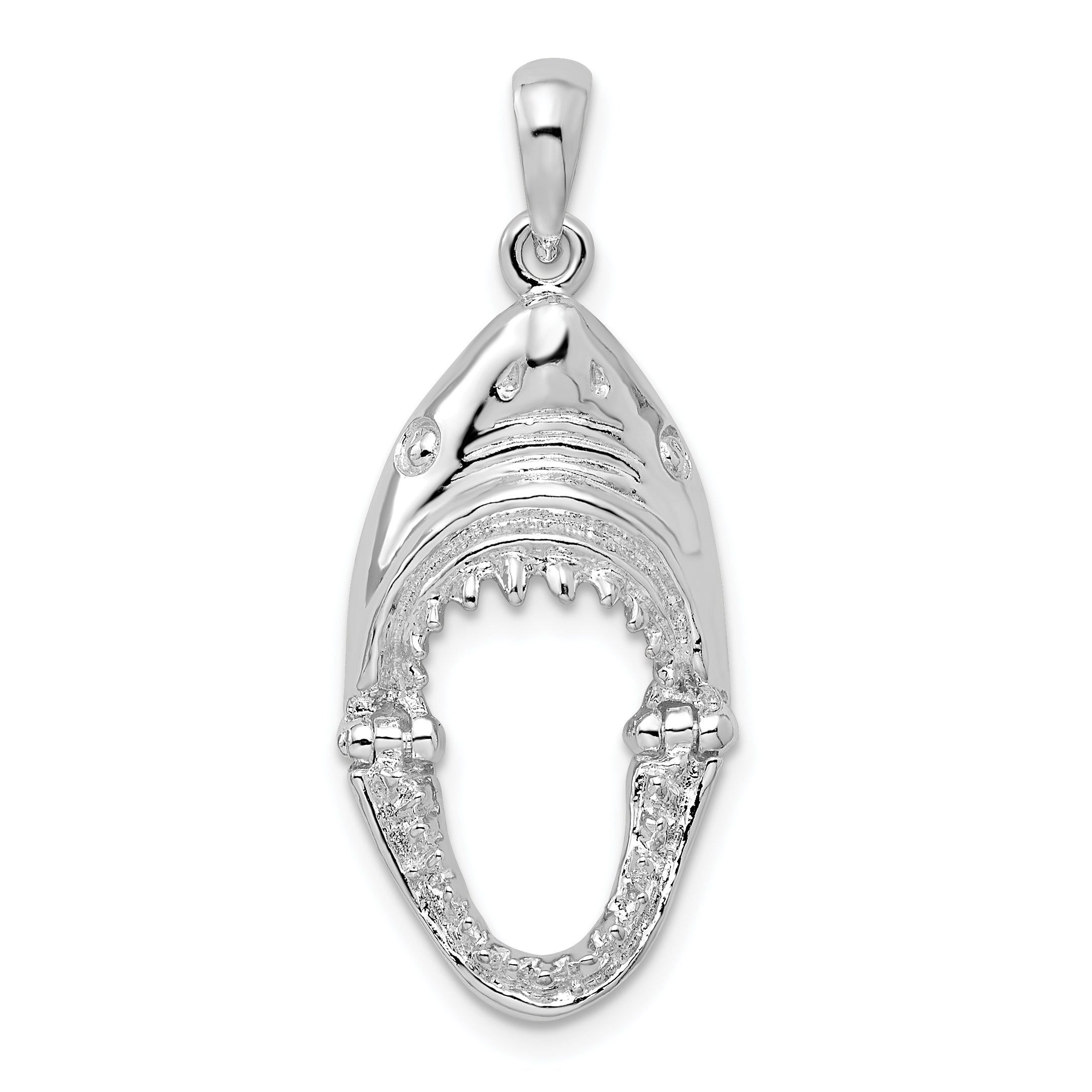 De-Ani Sterling Silver Rhodium-Plated Polished Moveable Shark Head Pendant Main image