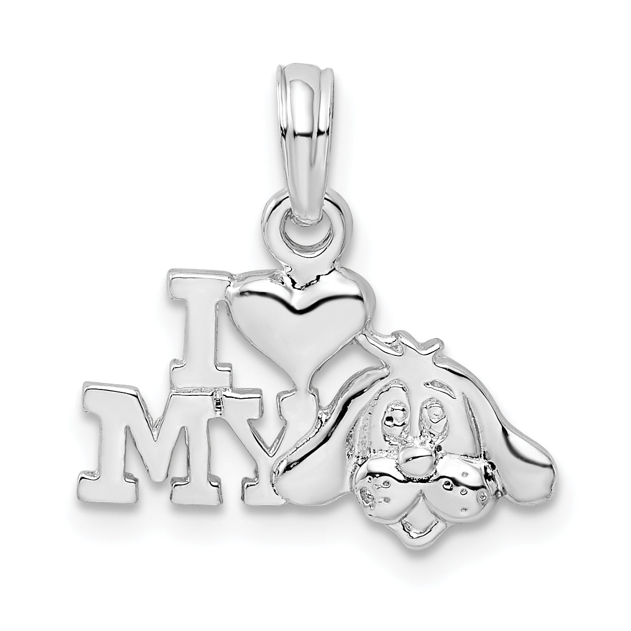 De-Ani Sterling Silver Rhodium-Plated Polished I Heart My Dog Pendant Main image