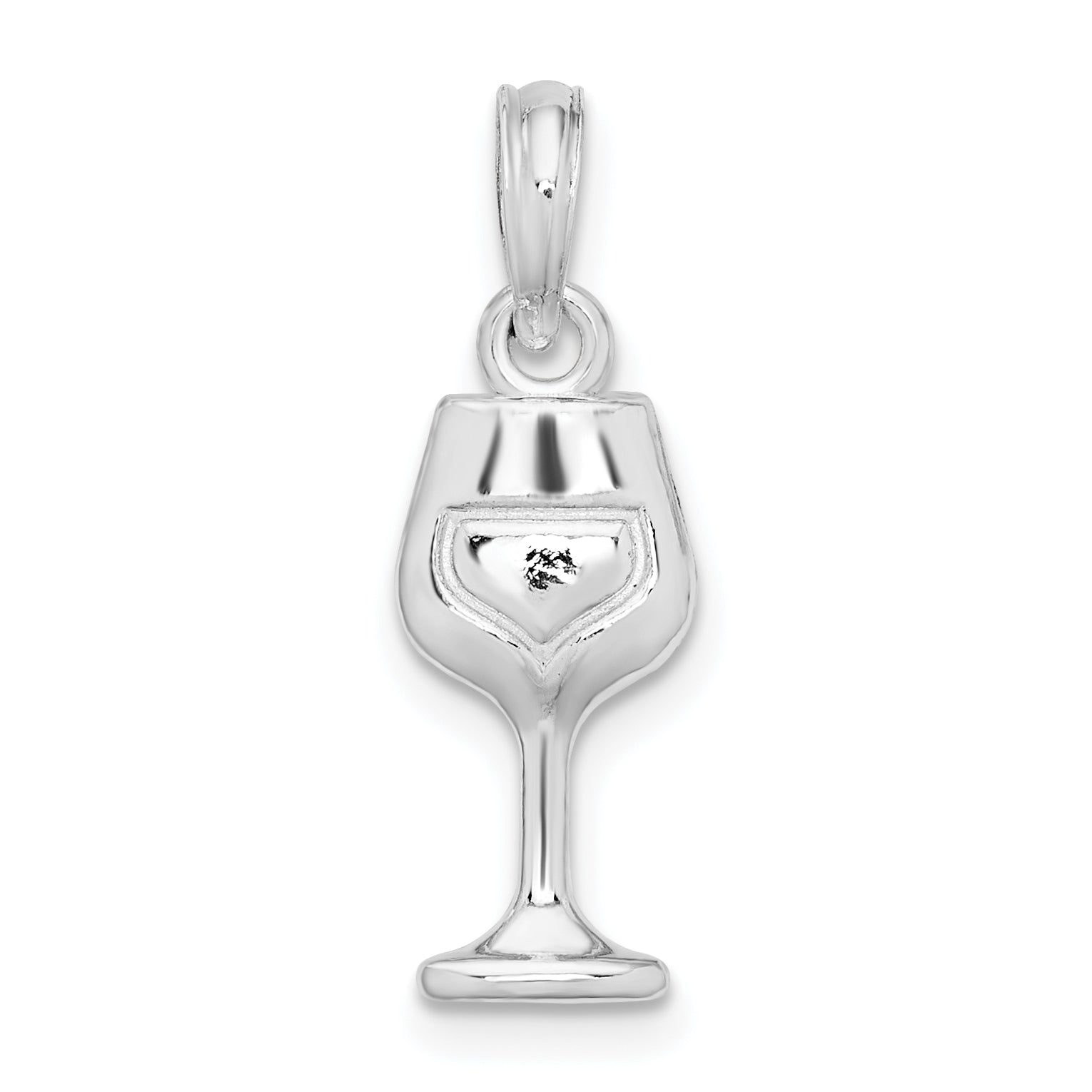 De-Ani Sterling Silver Rhodium-Plated Polished Wine Glass Pendant Main image