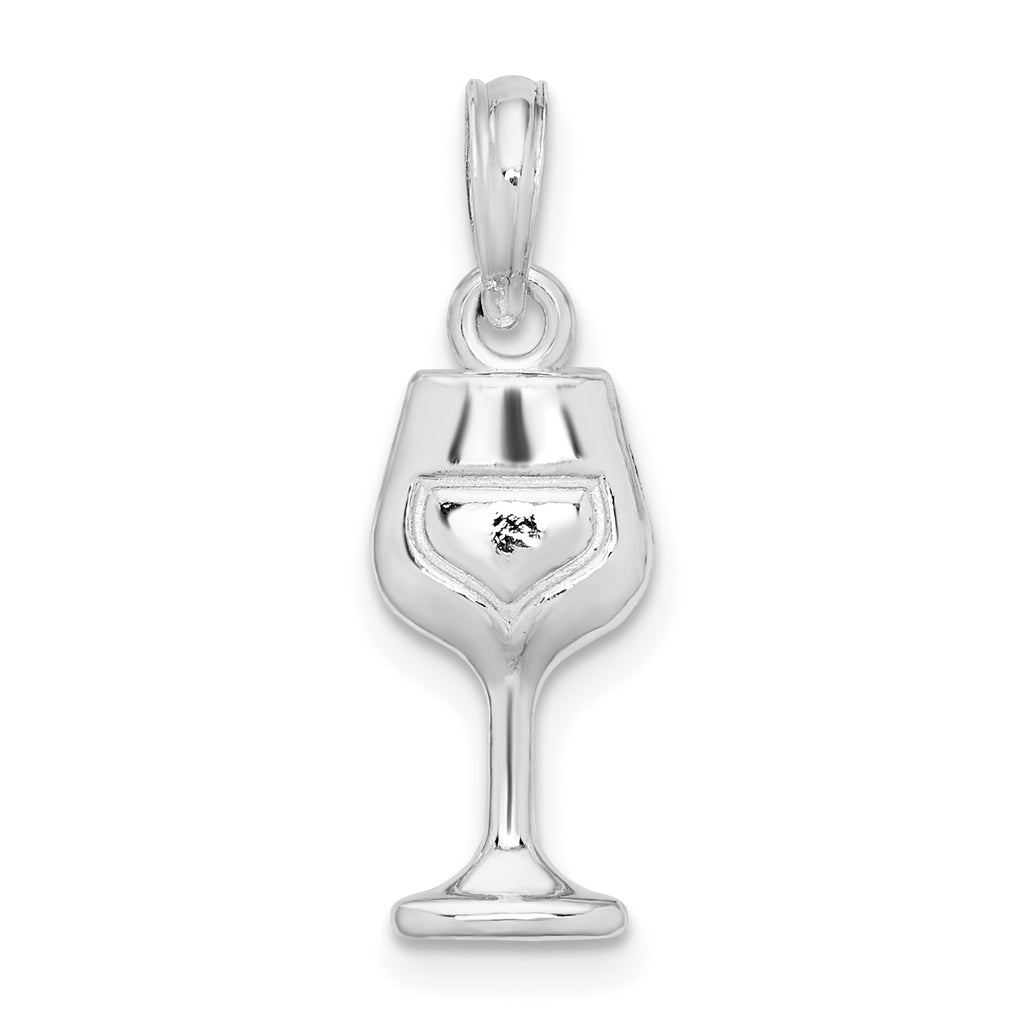 De-Ani Sterling Silver Rhodium-Plated Polished Wine Glass Pendant