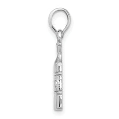 De-Ani Sterling Silver Rhodium-Plated Polished Wine Bottle Pendant