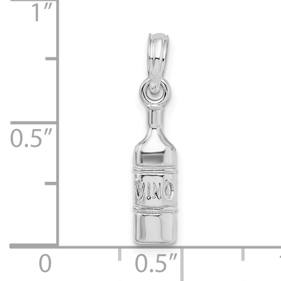 De-Ani Sterling Silver Rhodium-Plated Polished Wine Bottle Pendant