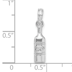 De-Ani Sterling Silver Rhodium-Plated Polished Wine Bottle Pendant