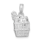 De-Ani Sterling Silver Polished Wine Barrel with Grapes Pendant