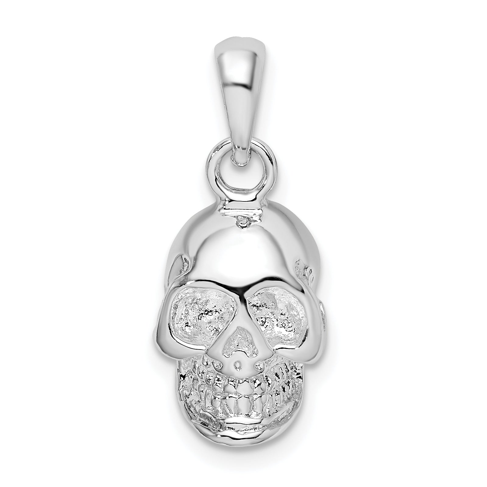 De-Ani Sterling Silver Rhodium-Plated Polished 3D Skull Pendant Main image