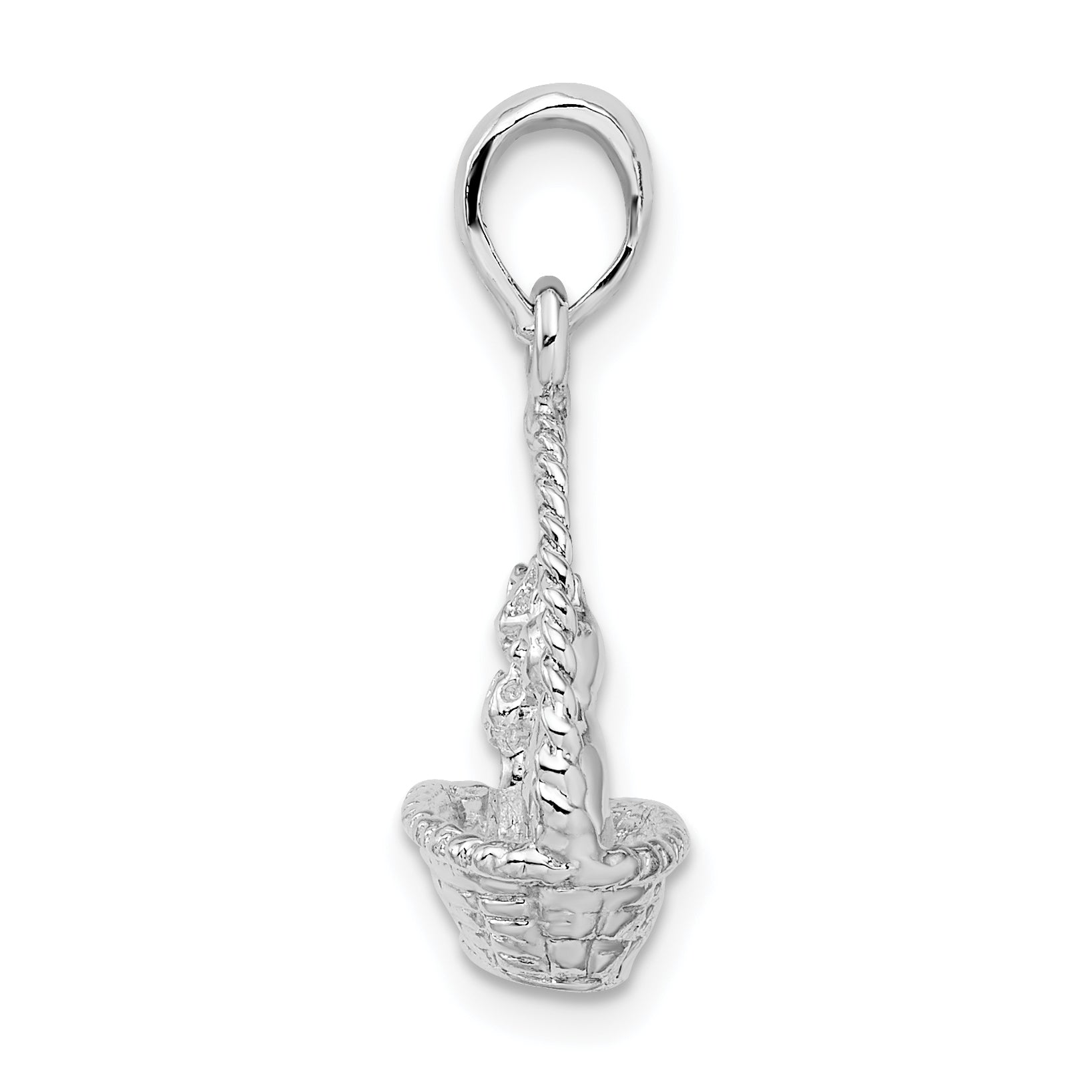 De-Ani Sterling Silver Rhodium-plated Polished 3D Kittens in Basket Pendant Secondary image