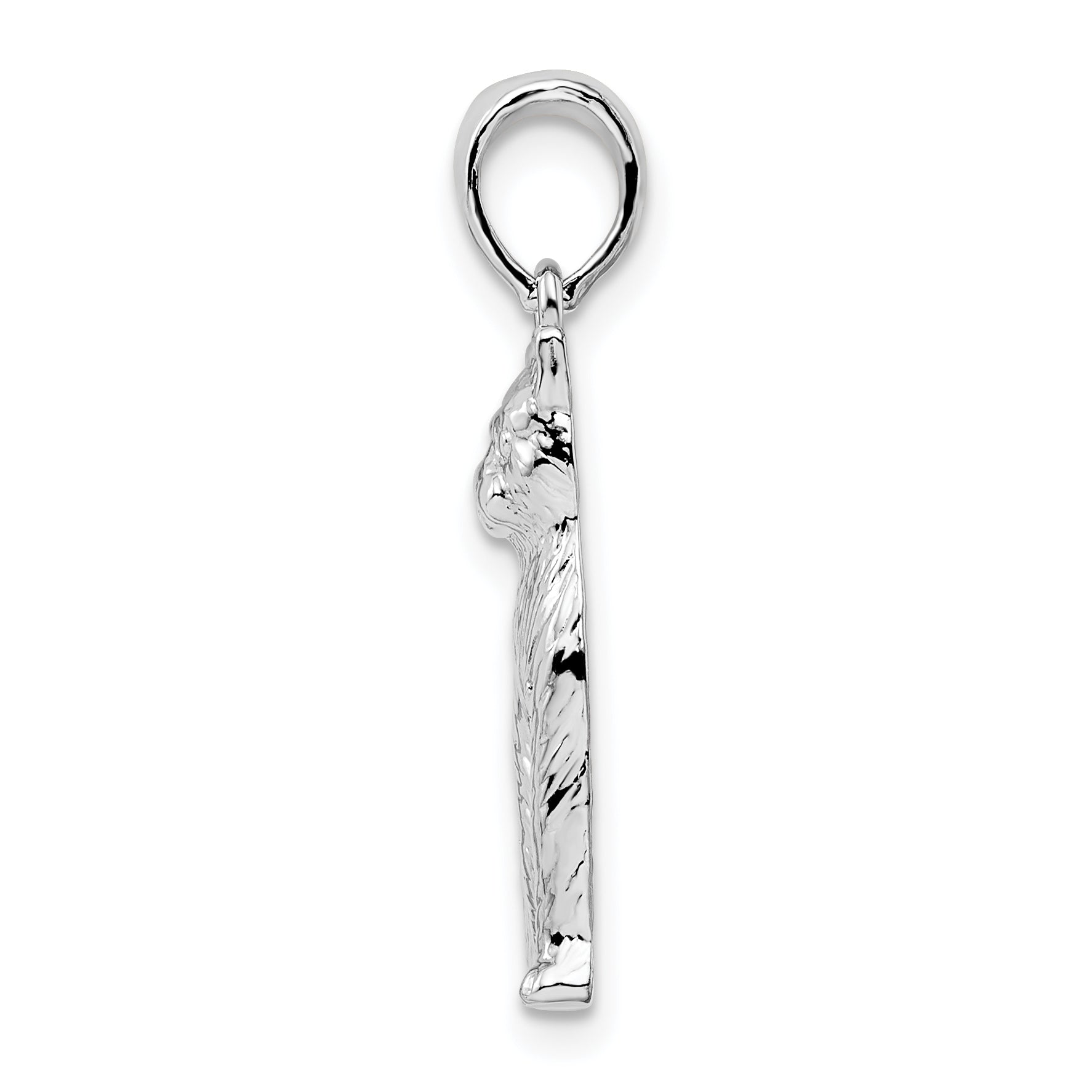 De-Ani Sterling Silver Rhodium-Plated Textured Sitting Cat Pendant Secondary image