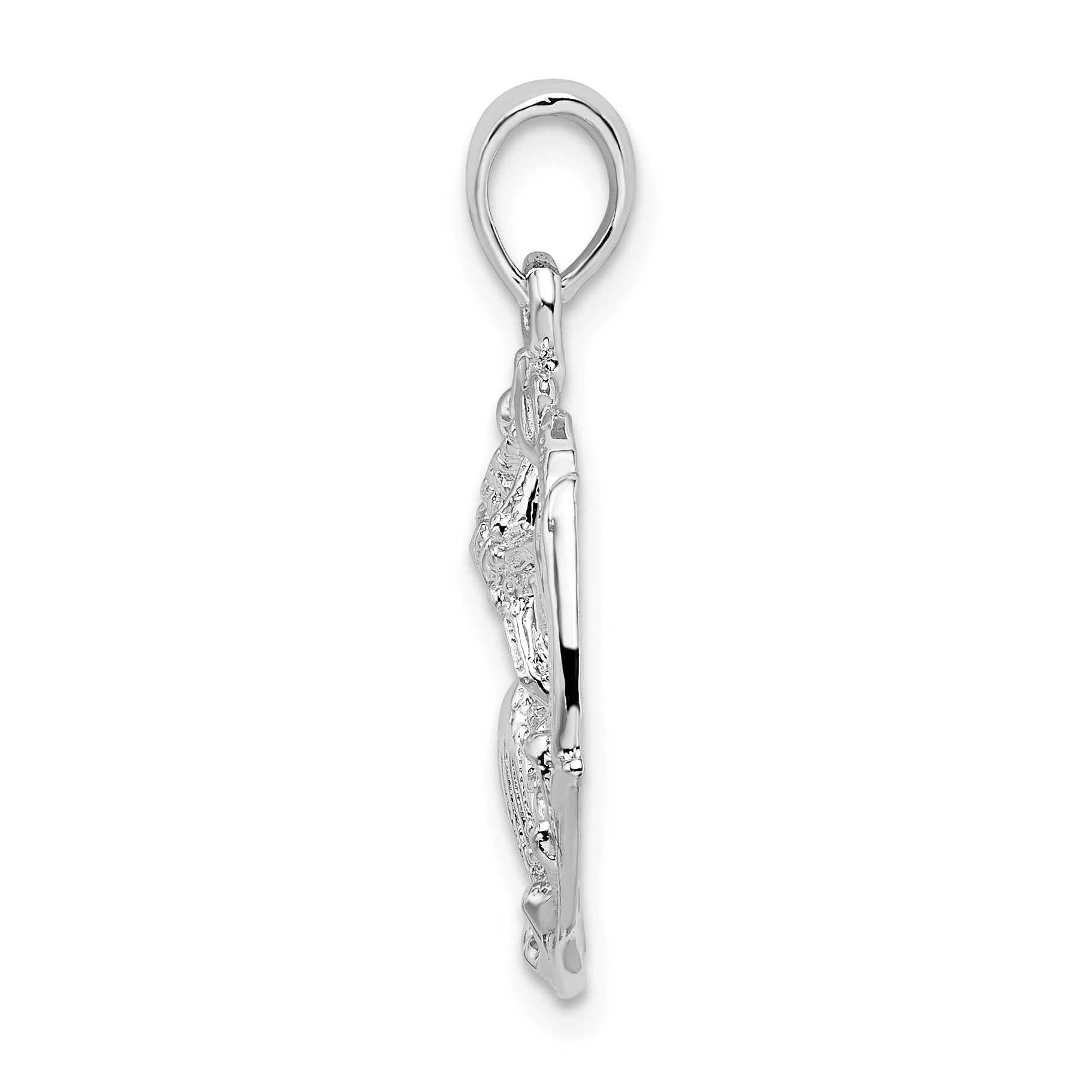 De-Ani Sterling Silver Rhodium-Plated Polished Cut-Out Shell Cluster Pendant Secondary image
