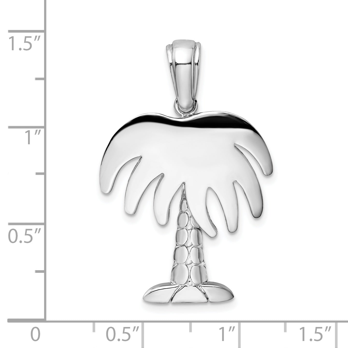 De-Ani Sterling Silver Rhodium-Plated Polished Charleston Palm Tree Pendant