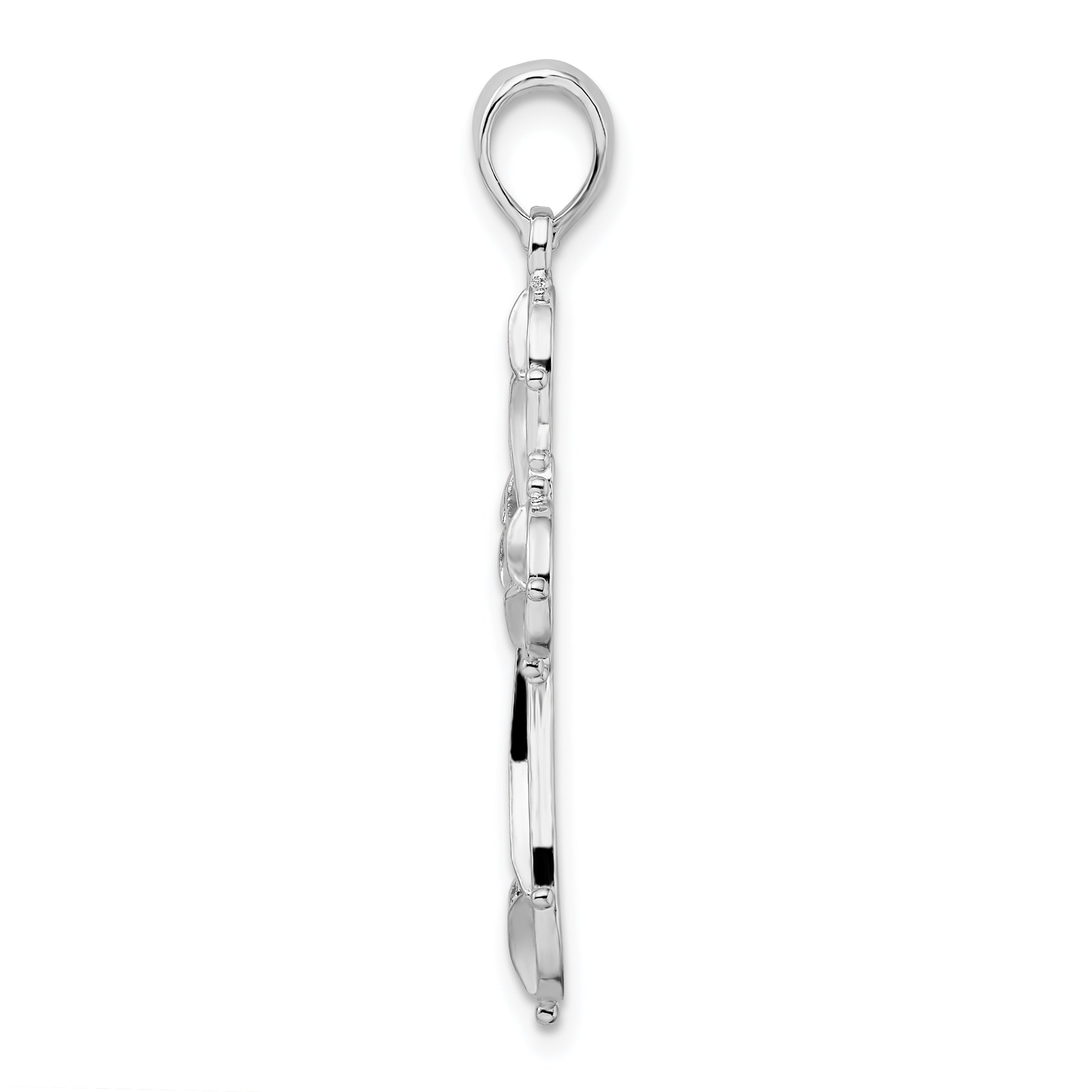 De-Ani Sterling Silver Rhodium-Plated Fancy Cut-Out Rounded Cross Pendant Secondary image