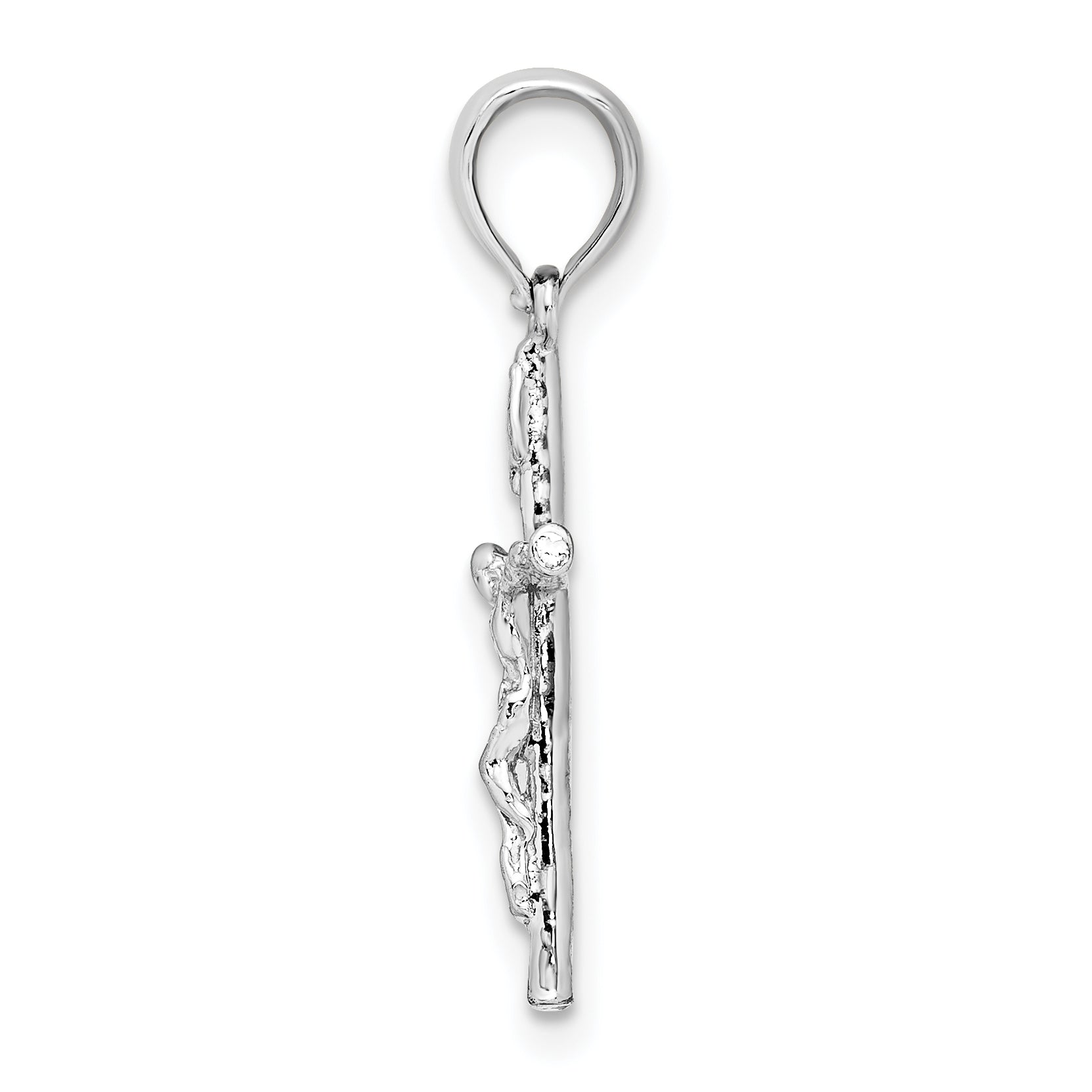 De-Ani Sterling Silver Rhodium-Plated Polished Thin Crucifix Pendant Secondary image