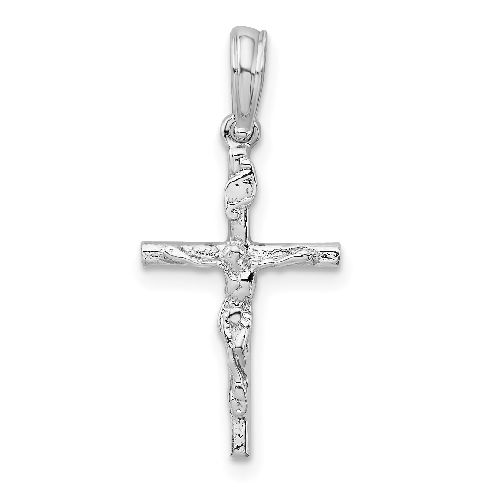 De-Ani Sterling Silver Rhodium-Plated Polished Thin Crucifix Pendant Main image