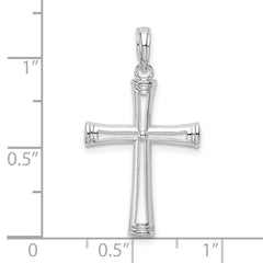 De-Ani Sterling Silver Rhodium-Plated Polished Tapered Center Cross Pendant
